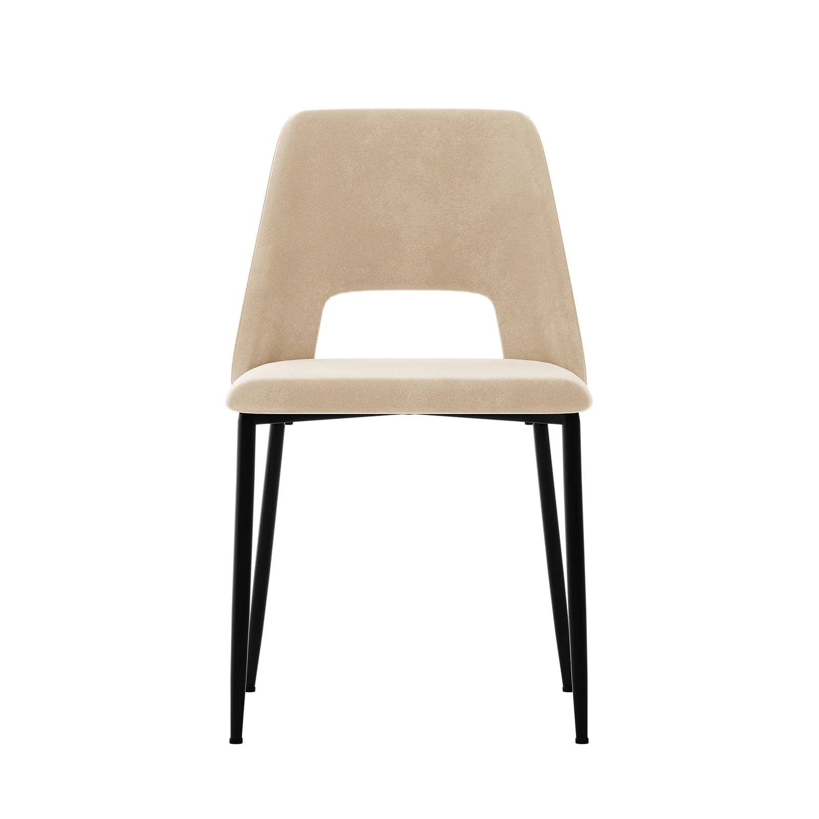 Geena High Back Velvet Dining Chair Set of 2 in Oatmeal - Image 4