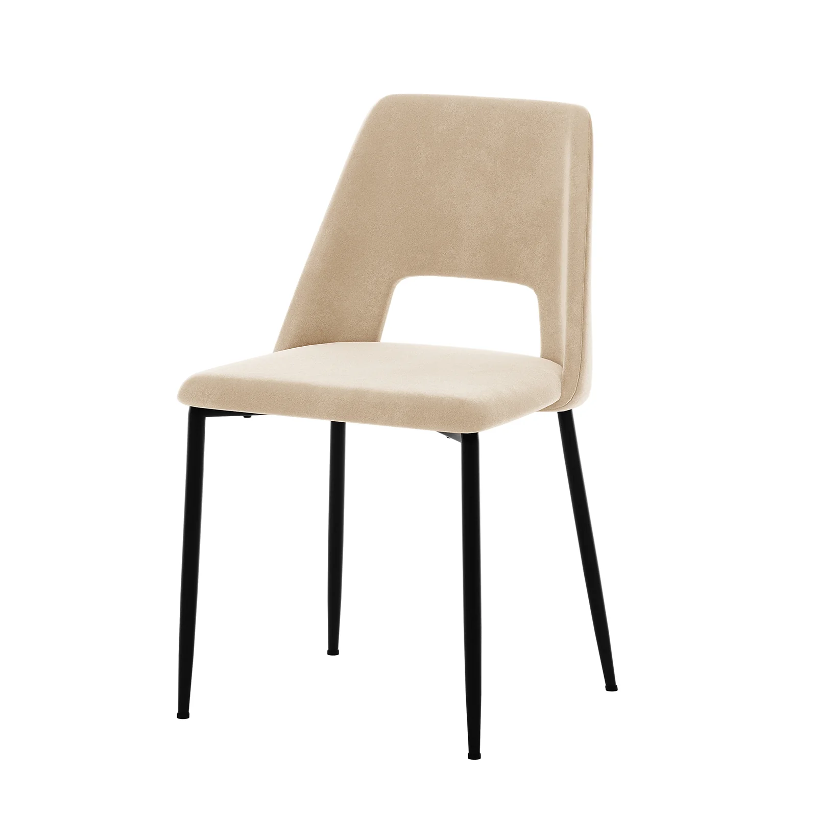 Geena High Back Velvet Dining Chair Set of 2 in Oatmeal - Image 5