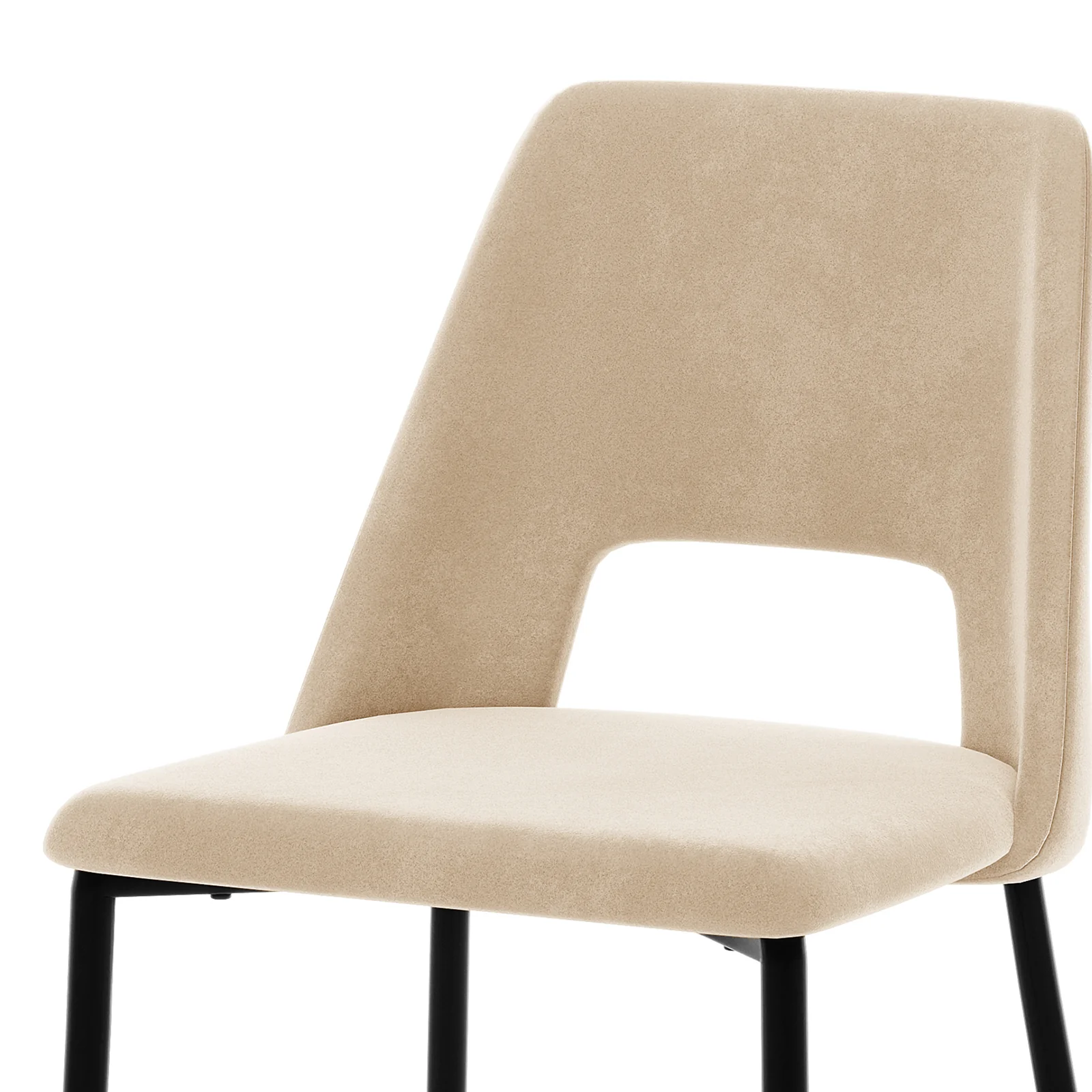 Geena High Back Velvet Dining Chair Set of 2 in Oatmeal - Image 7