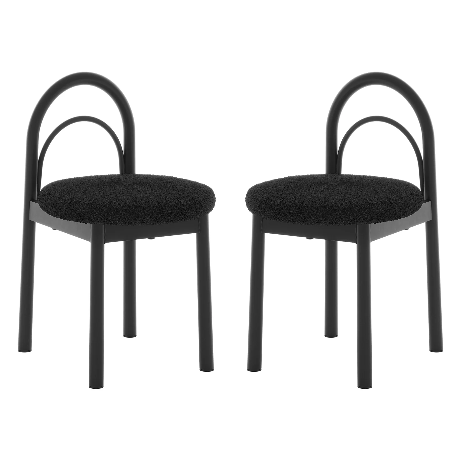 Gilles Boucle Arched Dining Chairs Set of 2 in Black