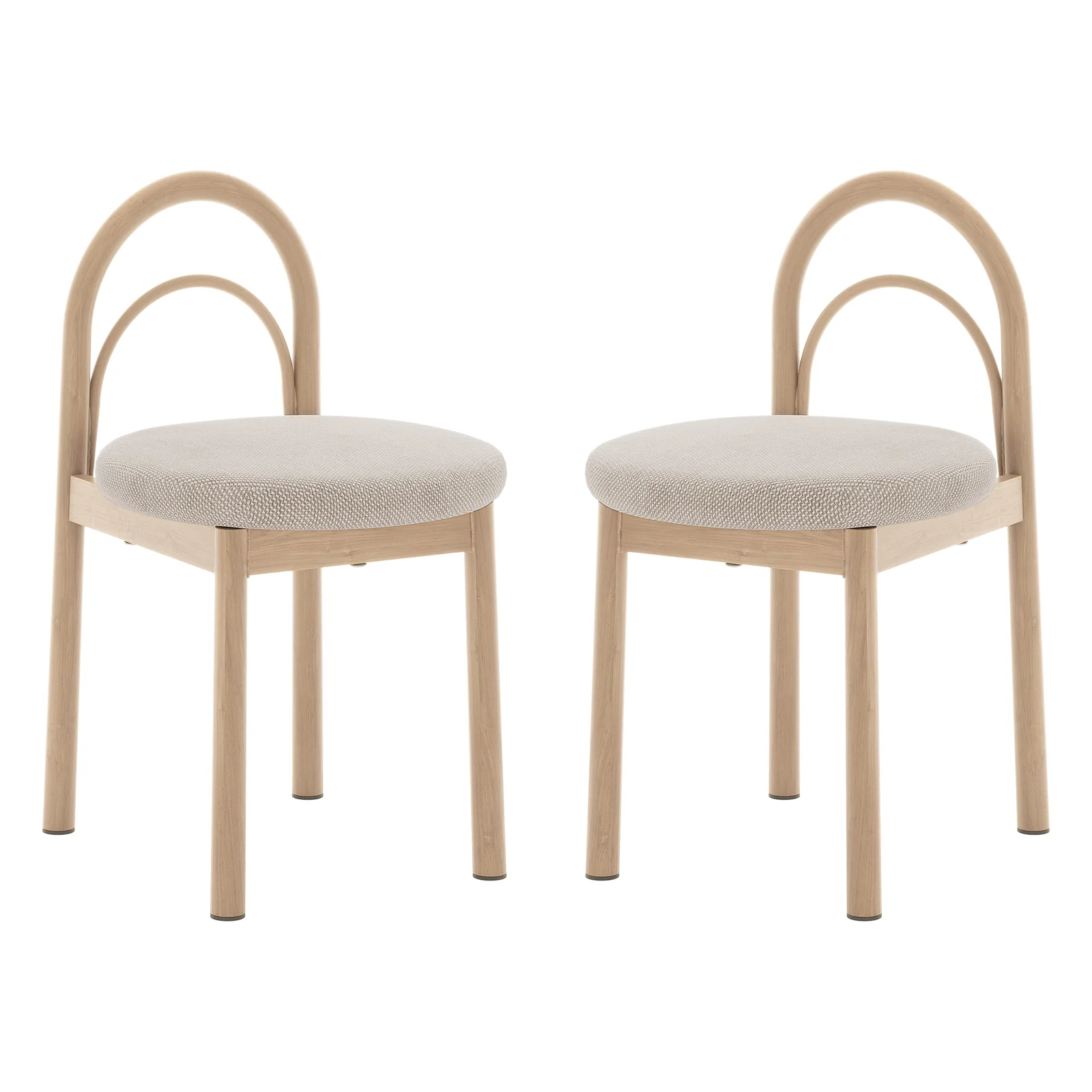 Gilles Linen Arched Dining Chairs Set of 2 in Beige