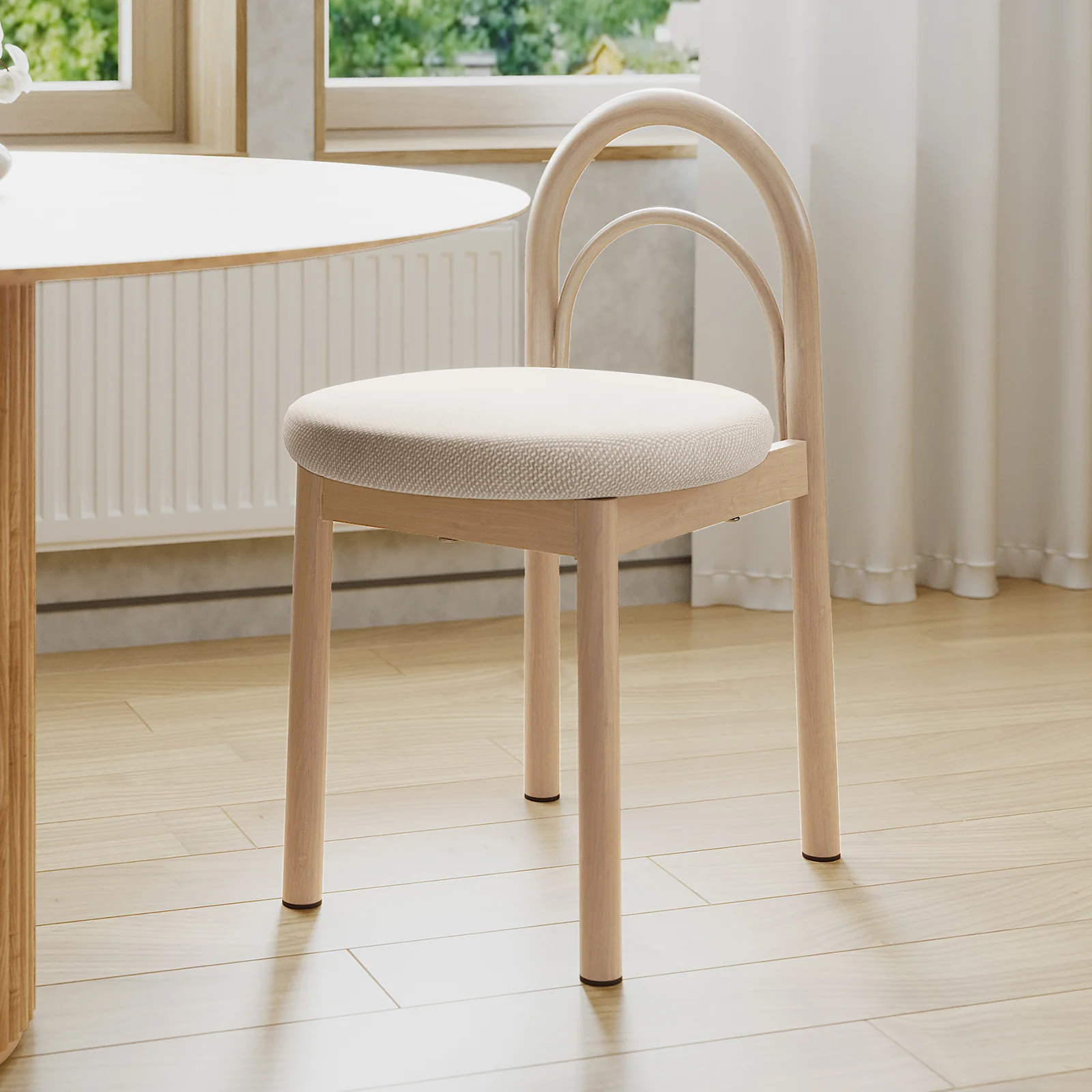 Gilles Linen Arched Dining Chairs Set of 2 in Beige - Image 2