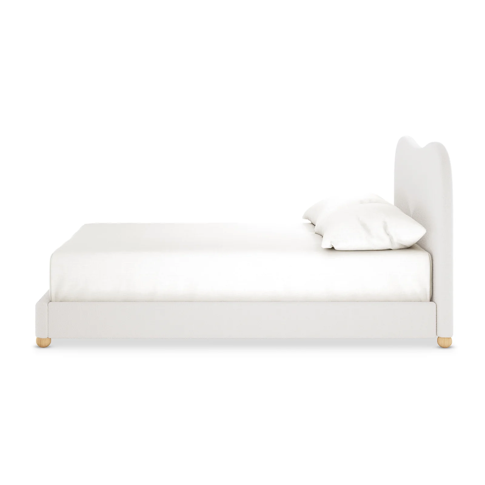 Ginnie Double Curved Boucle Cloud Bed Frame in Cream White - Image 5