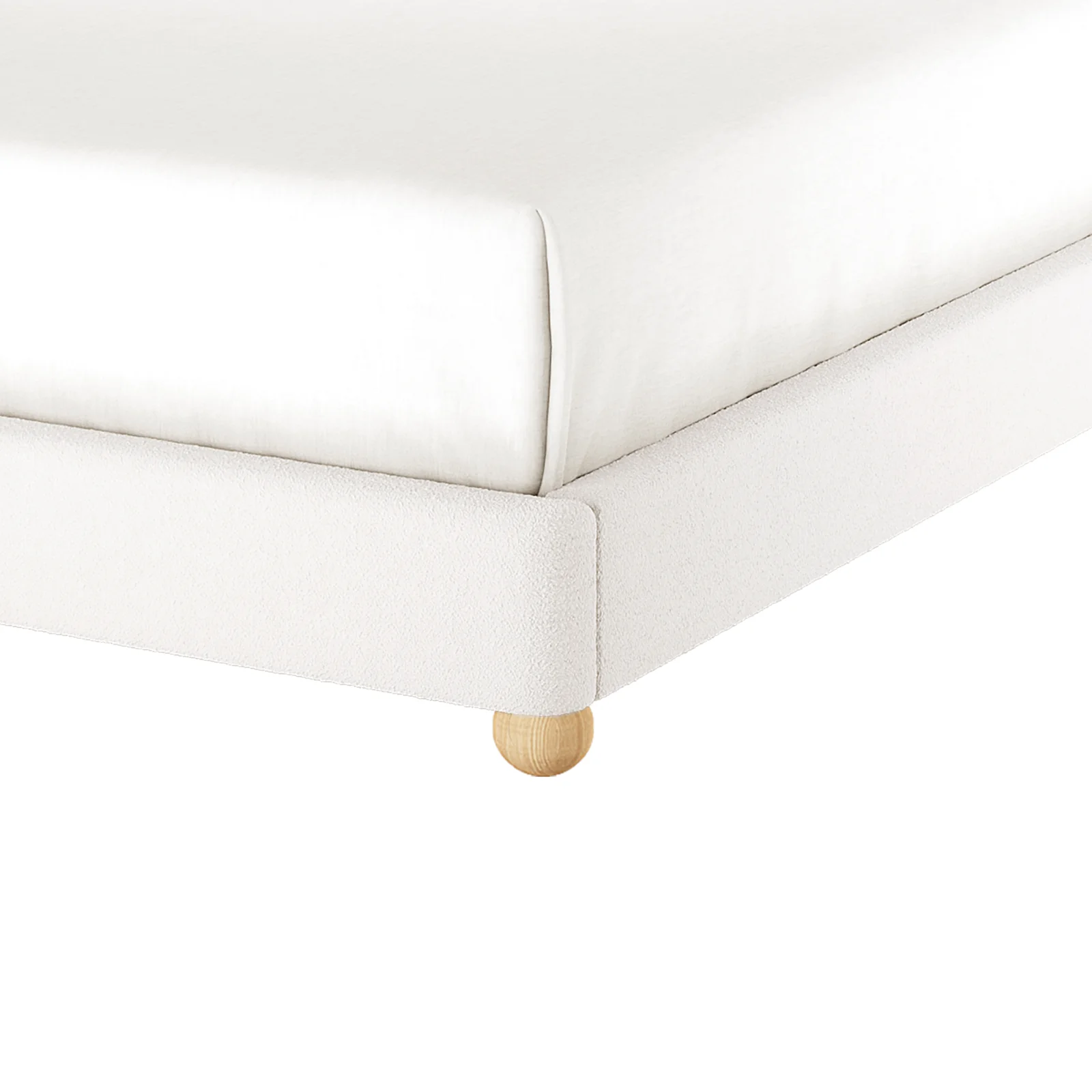 Ginnie Double Curved Boucle Cloud Bed Frame in Cream White - Image 7