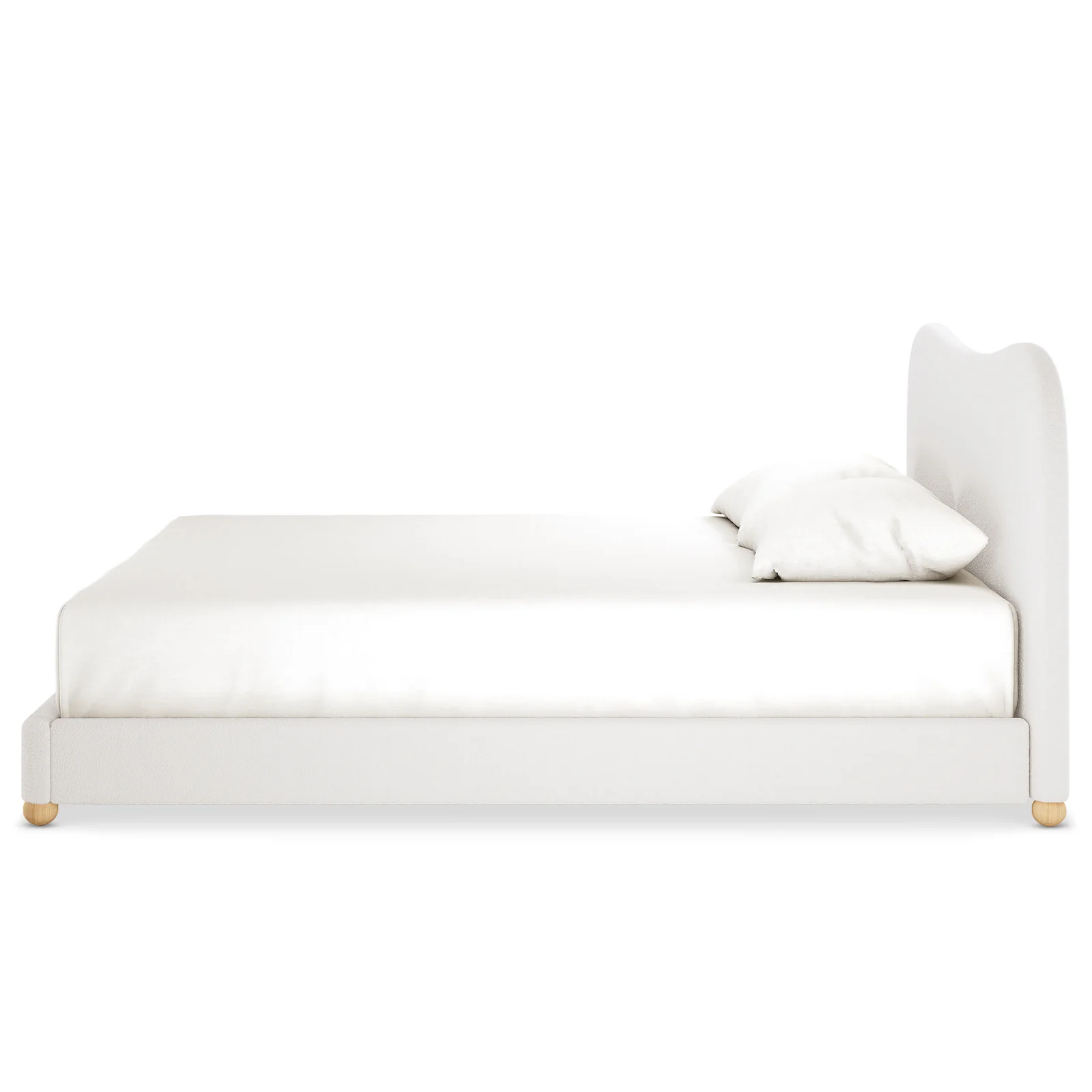 Ginnie King Curved Boucle Cloud Bed Frame in Cream White - Image 9
