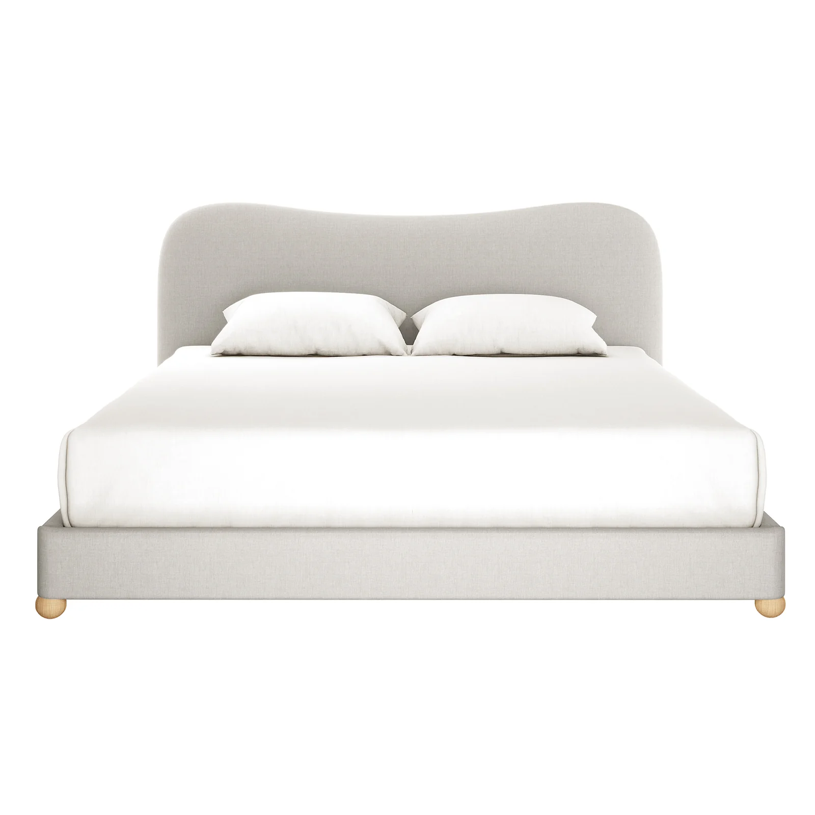 Ginnie King Curved Linen Cloud Bed Frame in Grey - Image 4