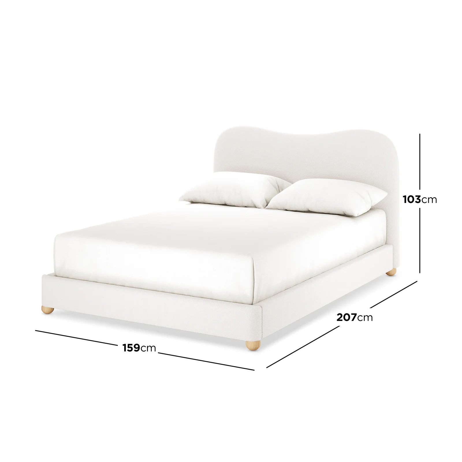 Ginnie & Oriona Double Bed & Mattress Set in Cream White - Image 3