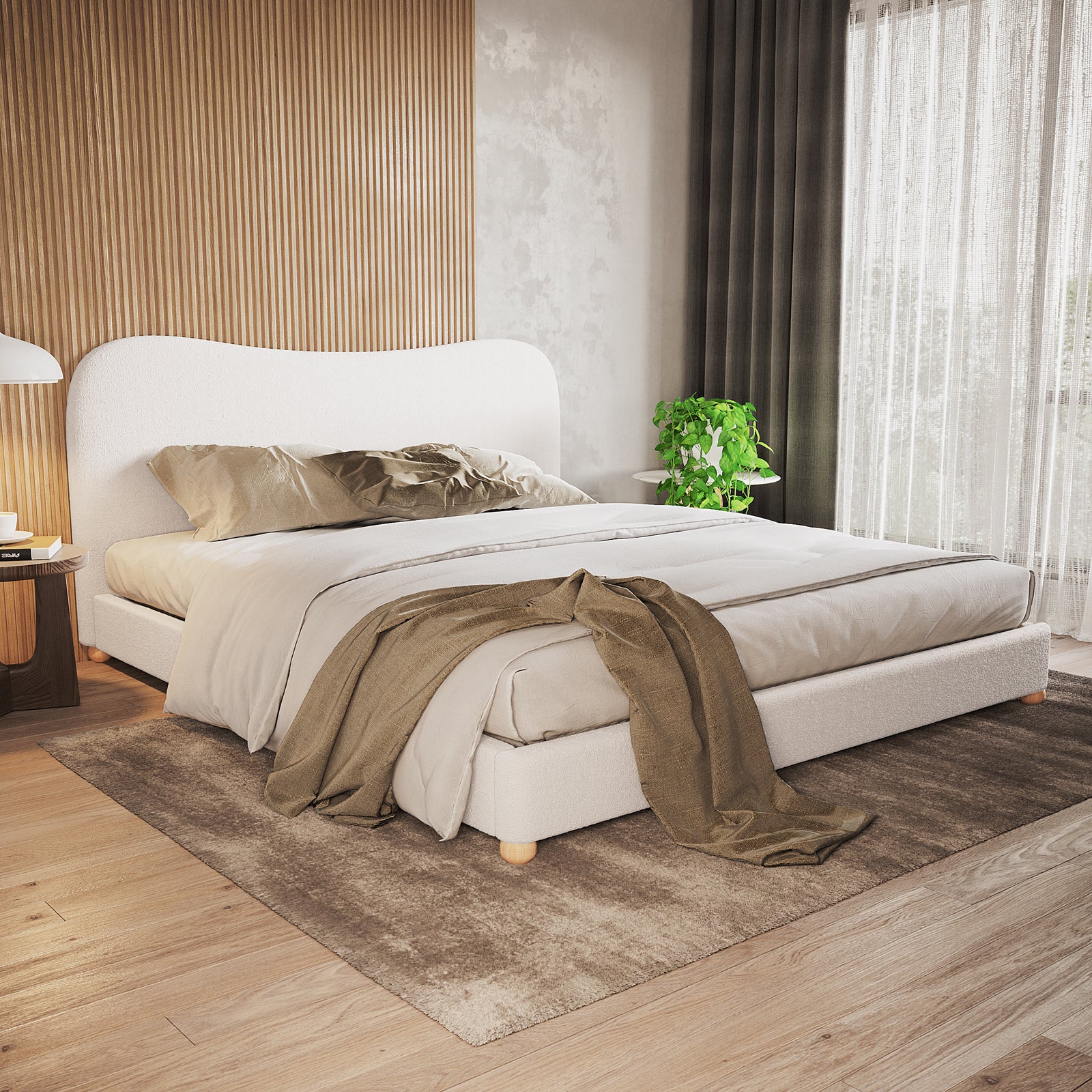 Ginnie & Oriona King Bed Frame & Mattress Set in Cream White - Image 2