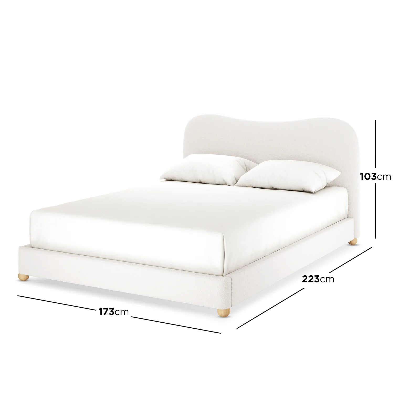 Ginnie & Oriona Queen Bed & Mattress Set in Cream White - Image 3