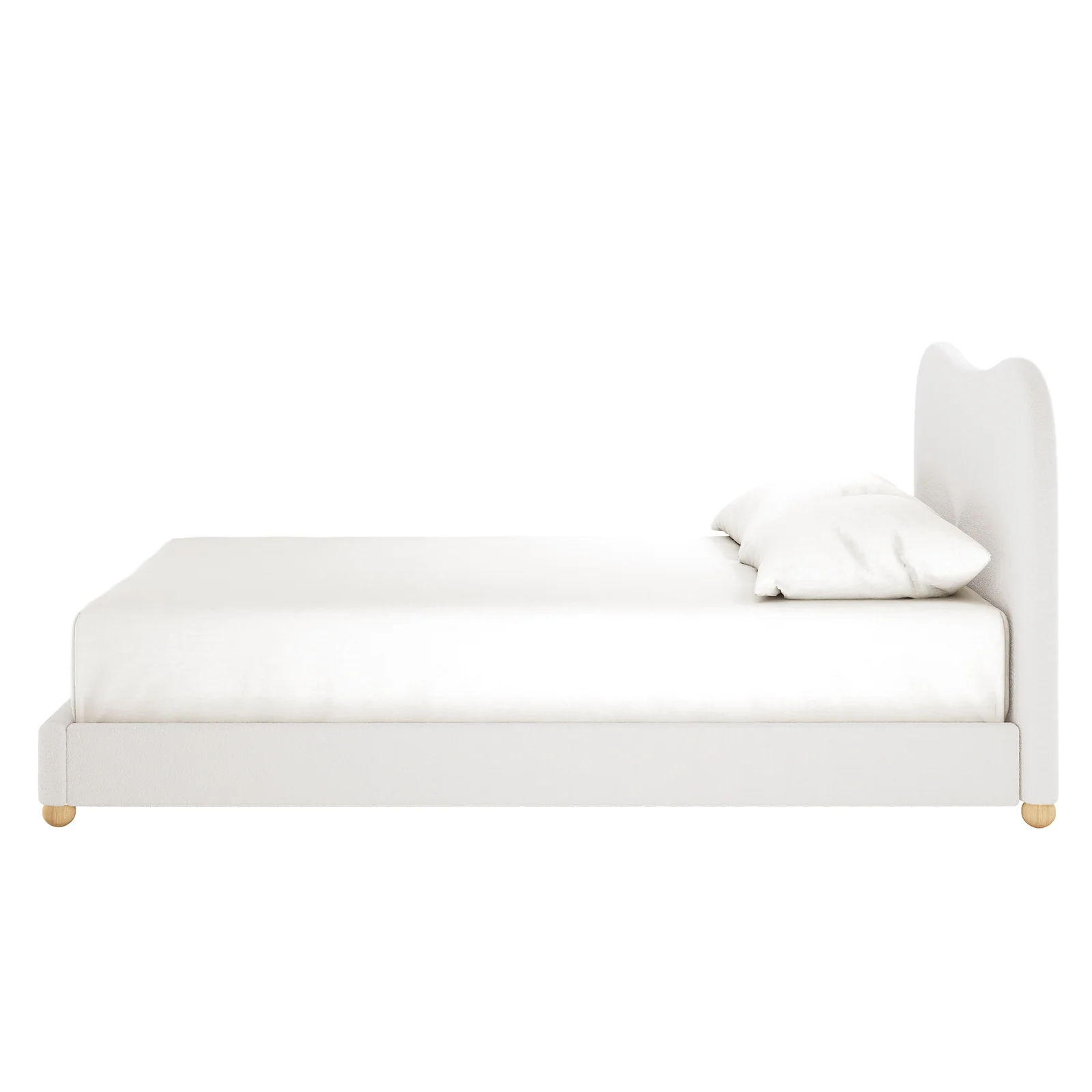Ginnie Queen Curved Boucle Cloud Bed Frame in Cream White - Image 8