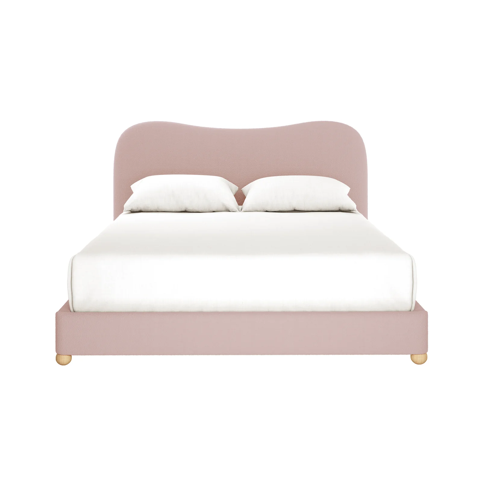 Ginnie Queen Curved Boucle Cloud Bed Frame in Pink - Image 4