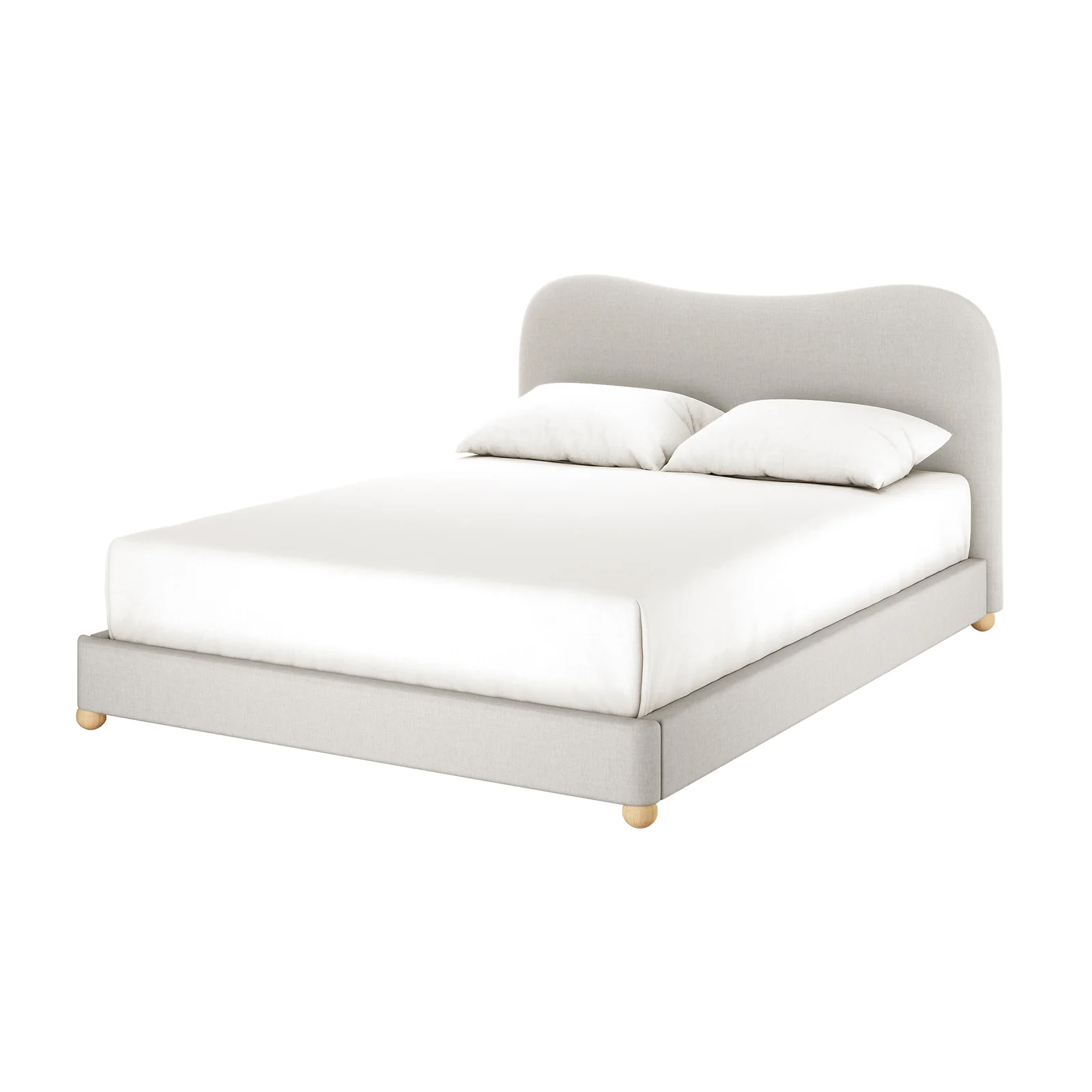 Ginnie Queen Curved Linen Cloud Bed Frame in Grey
