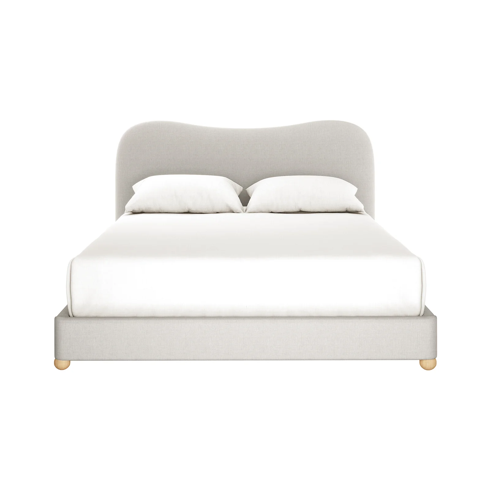 Ginnie Queen Curved Linen Cloud Bed Frame in Grey - Image 4