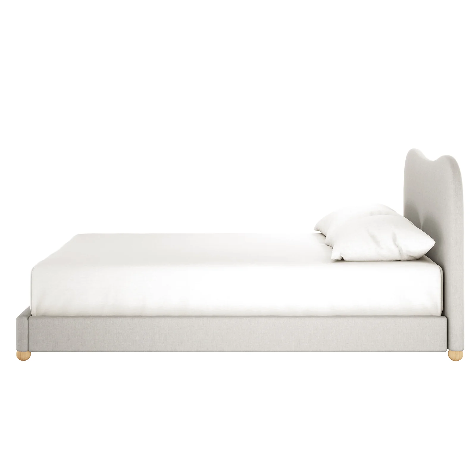 Ginnie Queen Curved Linen Cloud Bed Frame in Grey - Image 5