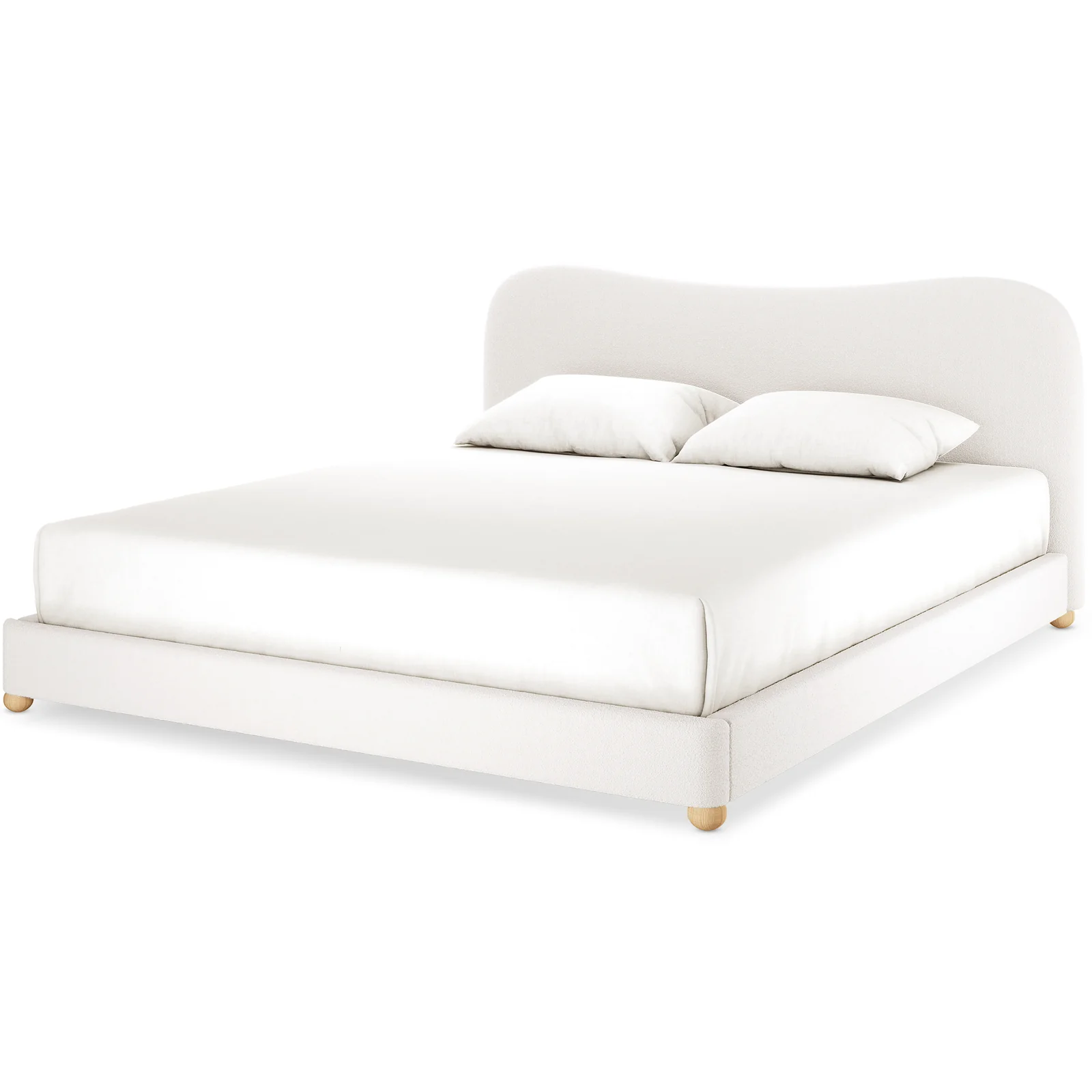 Ginnie Super King Curved Boucle Cloud Bed in Cream White