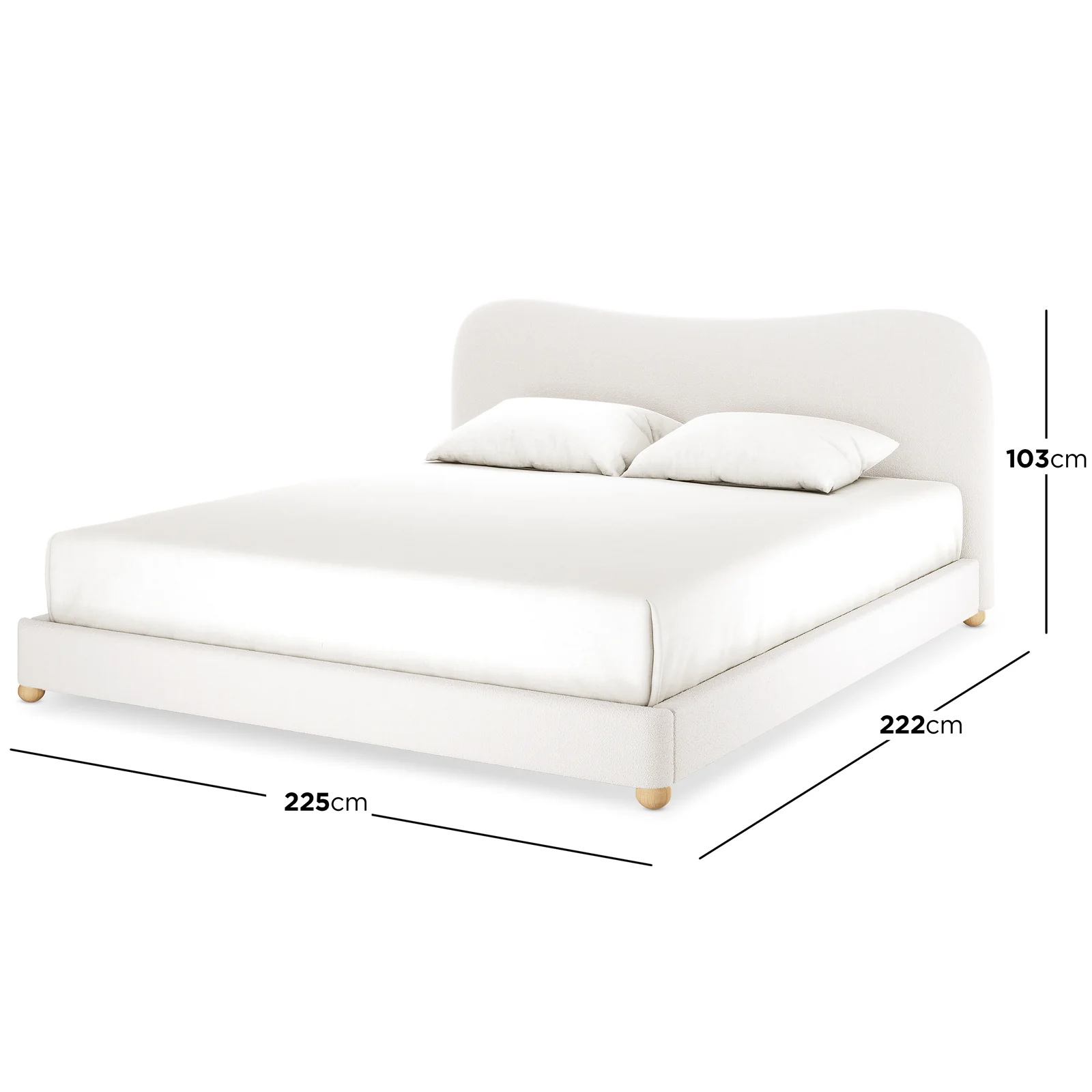 Ginnie Super King Curved Boucle Cloud Bed in Cream White - Image 3