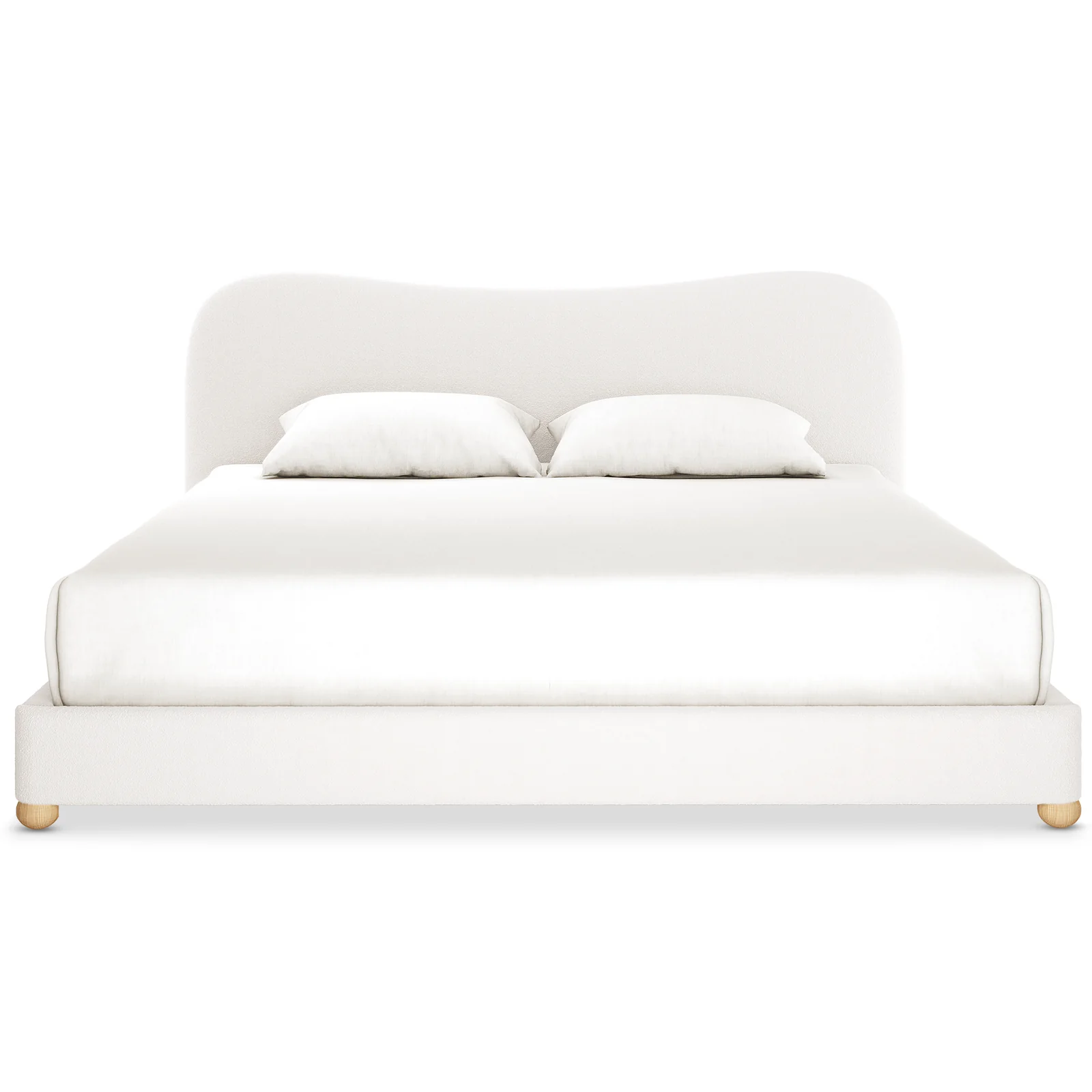 Ginnie Super King Curved Boucle Cloud Bed in Cream White - Image 4