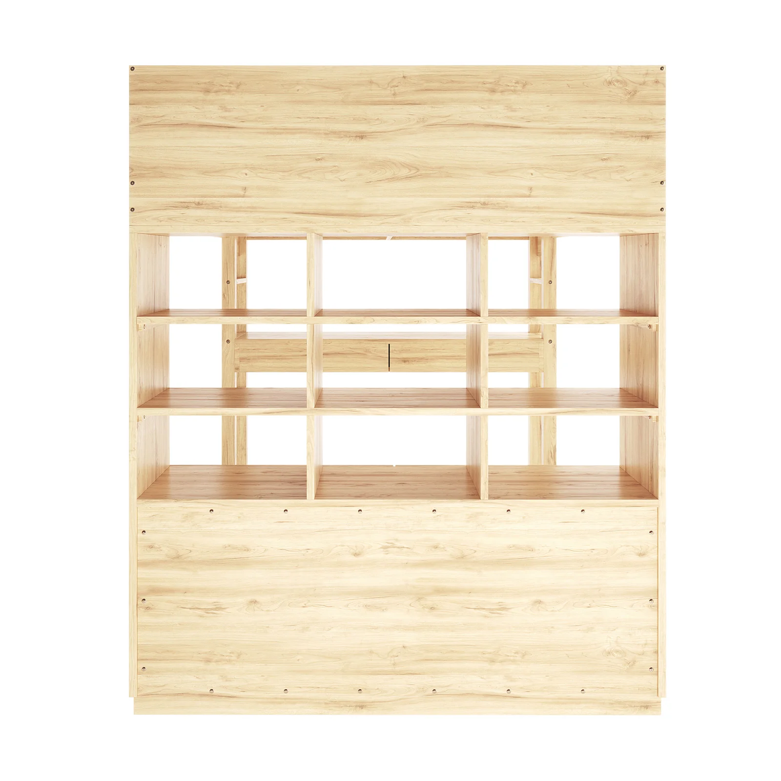 Gio Double Wooden Storage Loft Bed with Desk in Natural - Image 5