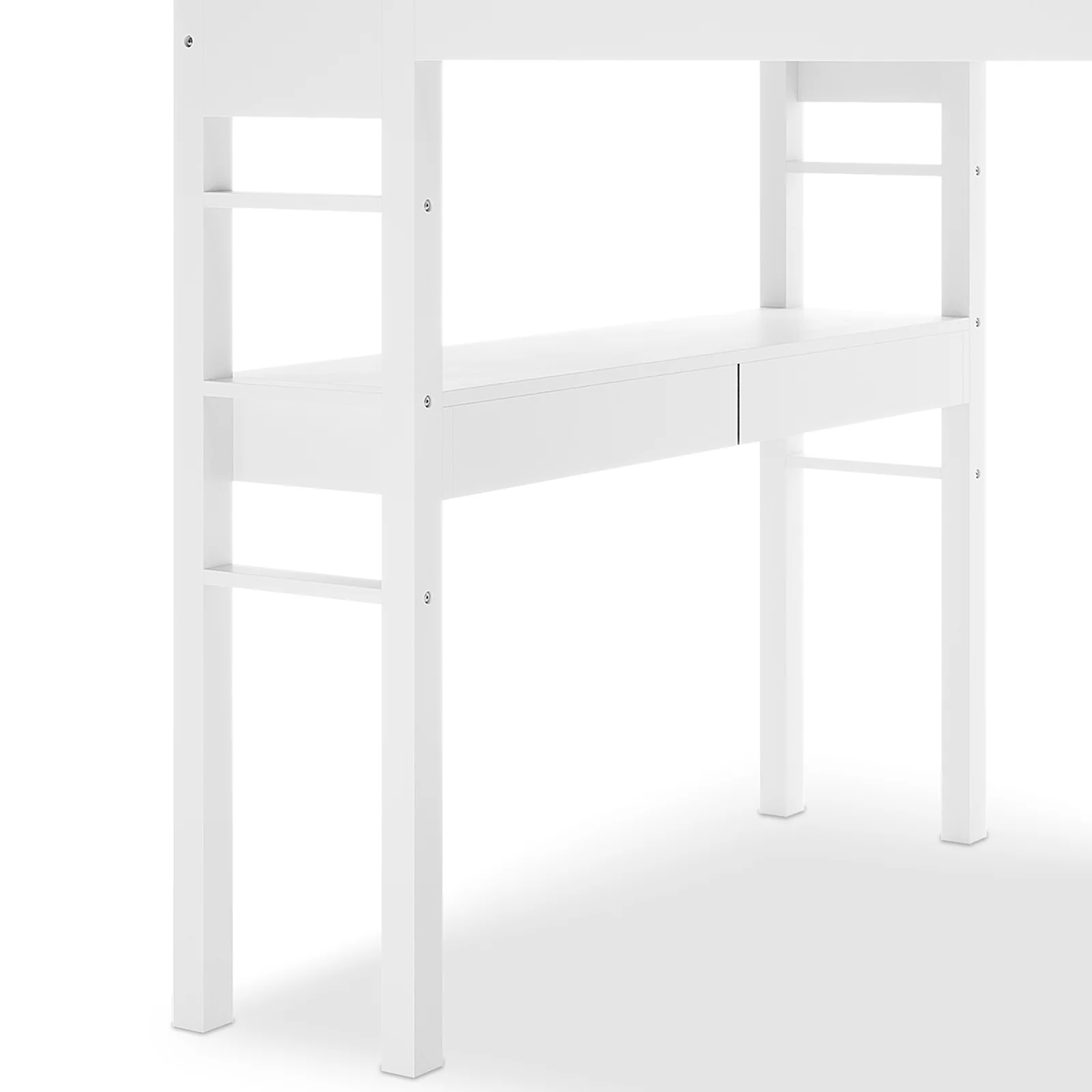 Gio Double Wooden Storage Loft Bed with Desk in White - Image 6