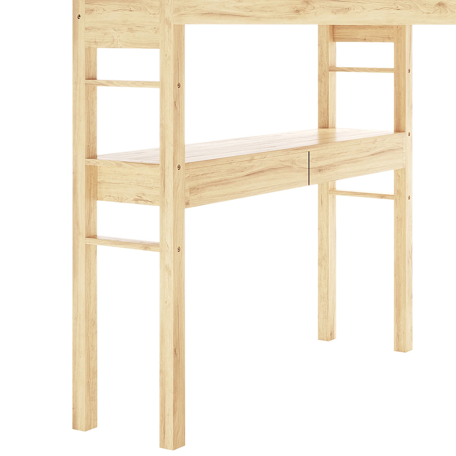 Gio Wooden King Single Loft Bed with Storage & Desk in Natural - Image 6