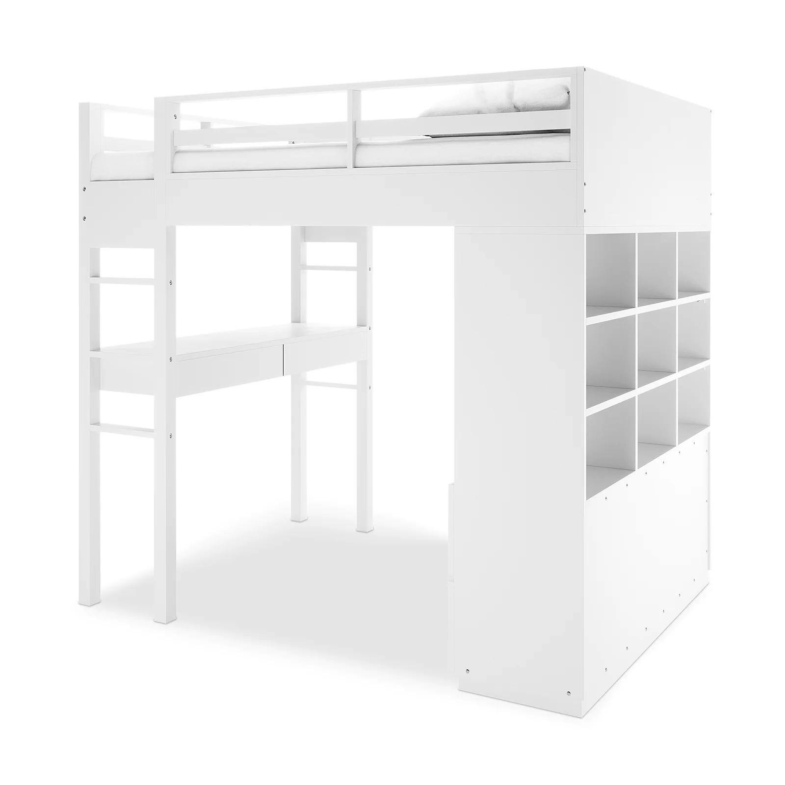 Gio Wooden King Single Loft Bed with Storage & Desk in White - Image 8