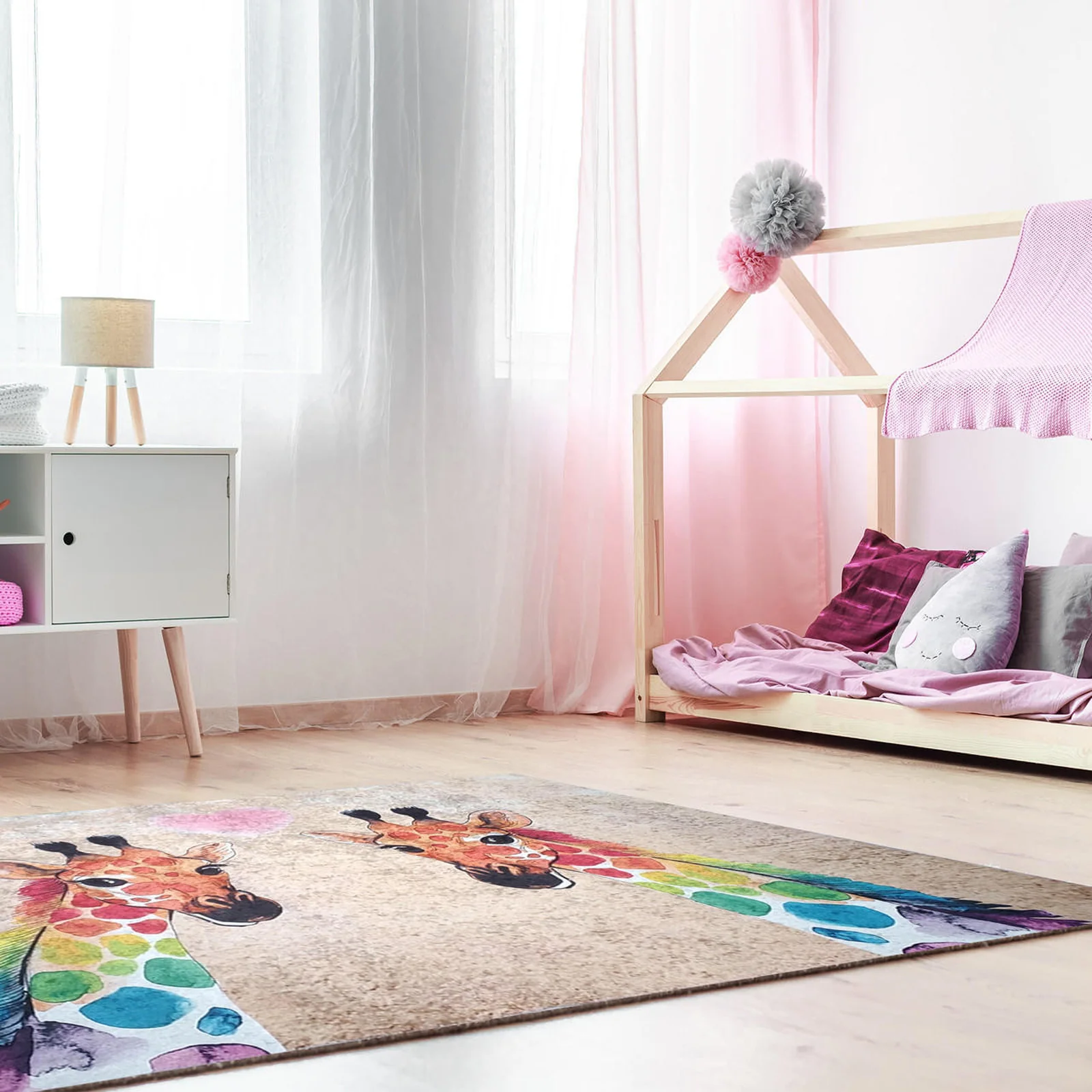 Giraffe 160x230cm Medium Kids Printed Indoor Rug - Image 2