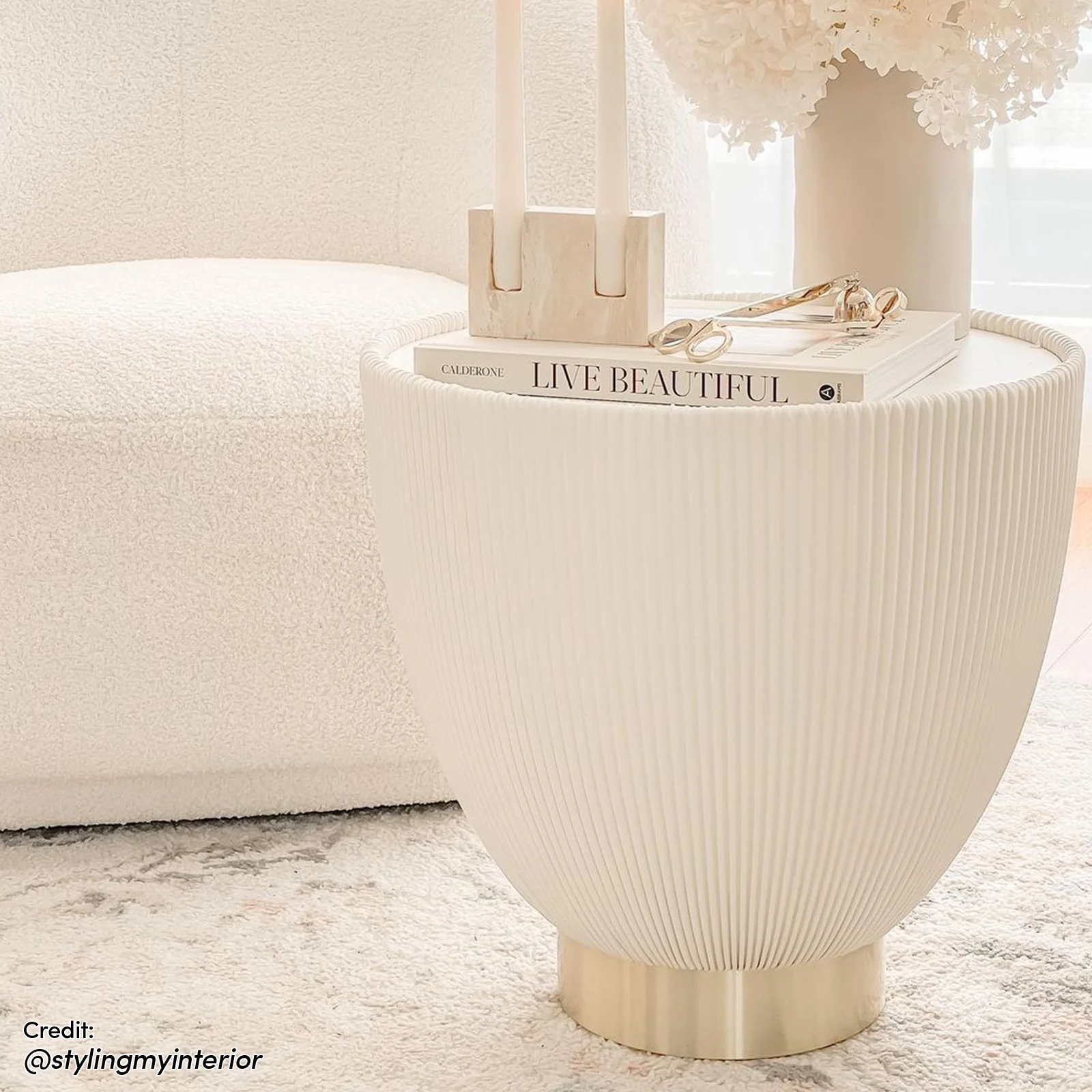 Glalie 47cm Sintered Stone Coffee Table in Cream White - Image 14