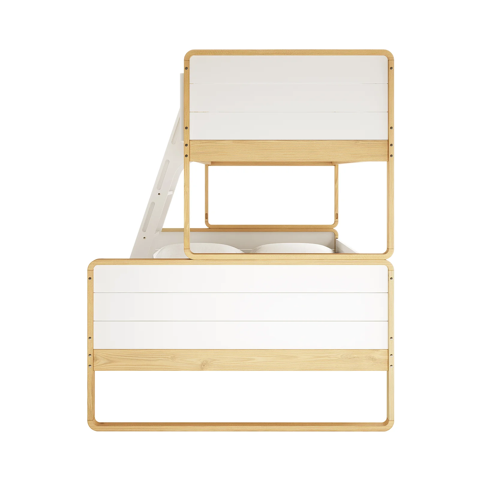 Glauca Solid Pine Wood 2-in-1 Triple Bunk Bed in White & Natural - Image 5
