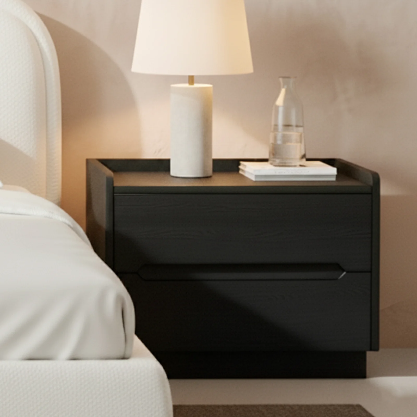 Glorinda 60cm Scratch Resistant Bedside Table in Black - Image 2