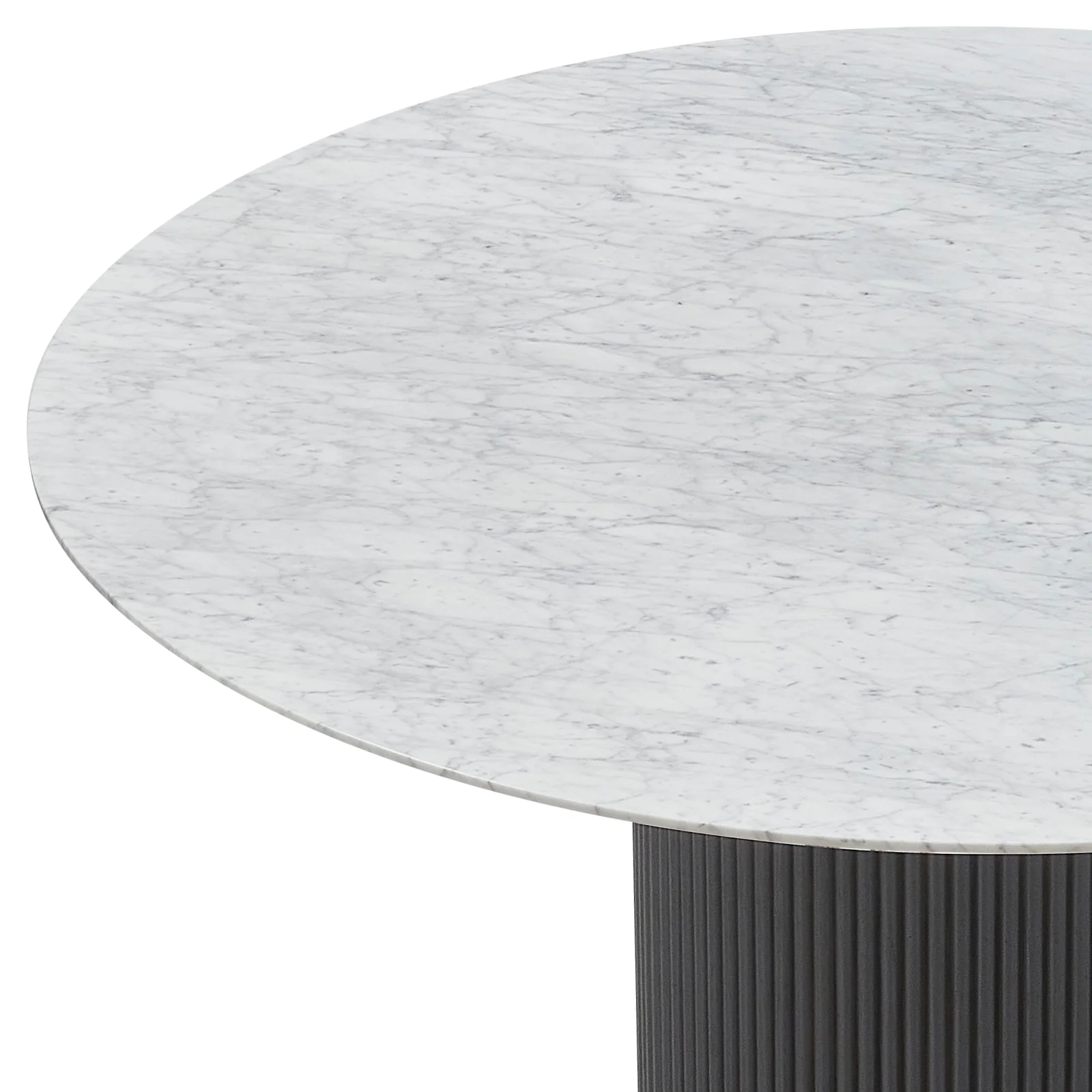 Gracie 120cm Round Dining Table in Real Carrara Marble Black - Image 4