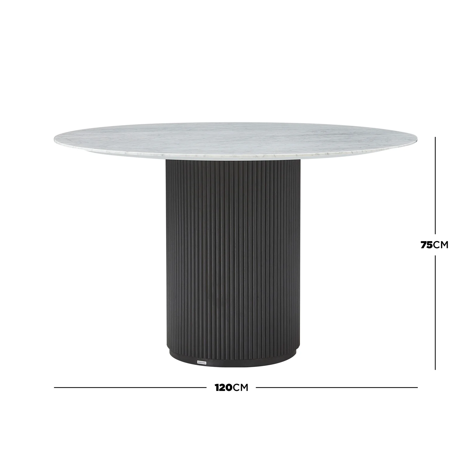 Gracie 120cm Round Dining Table in Real Carrara Marble Black - Image 7