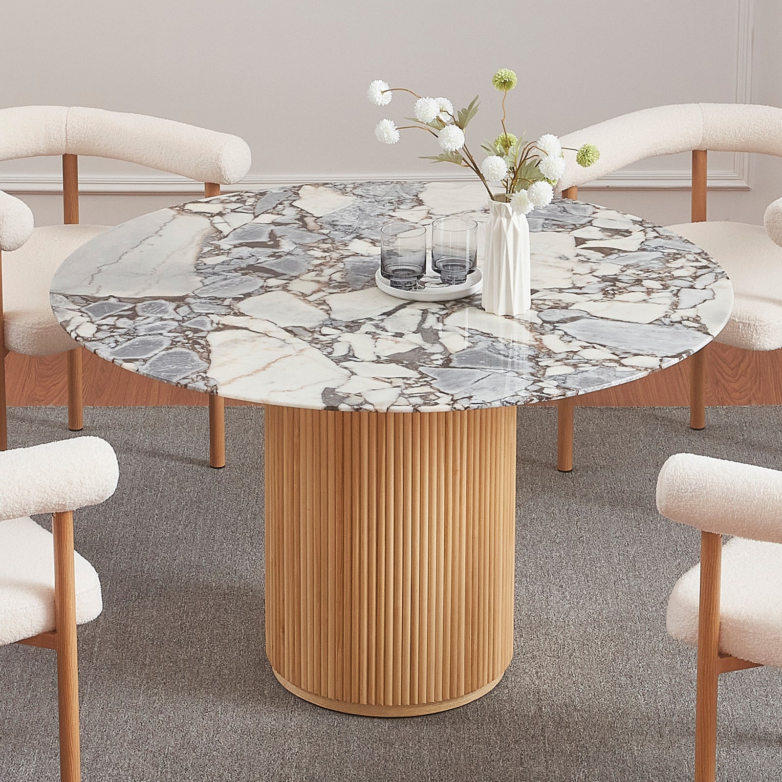 Gracie 120cm Round Dining Table with Real Blue Galaxy Marble - Image 2