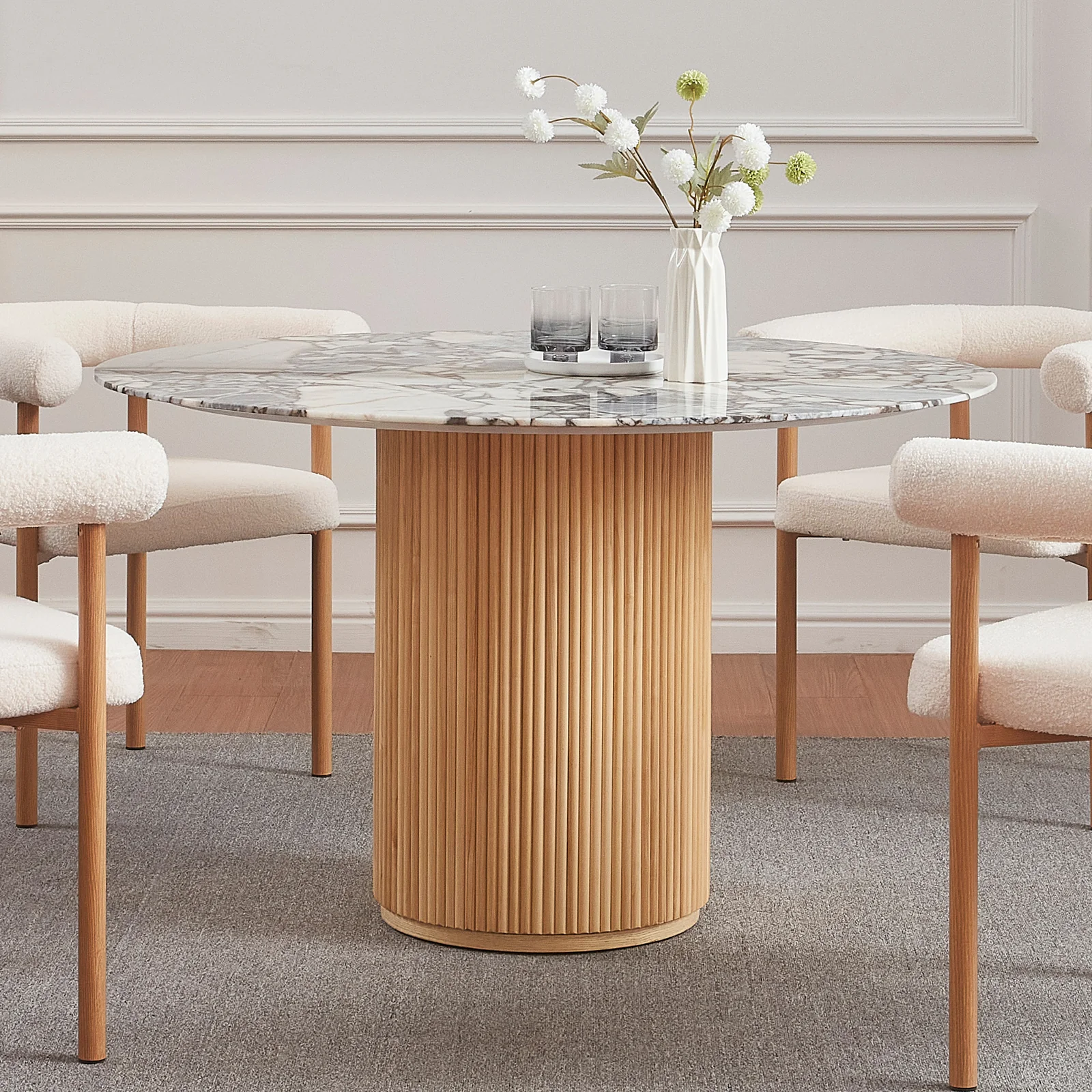 Gracie 120cm Round Dining Table with Real Blue Galaxy Marble - Image 7
