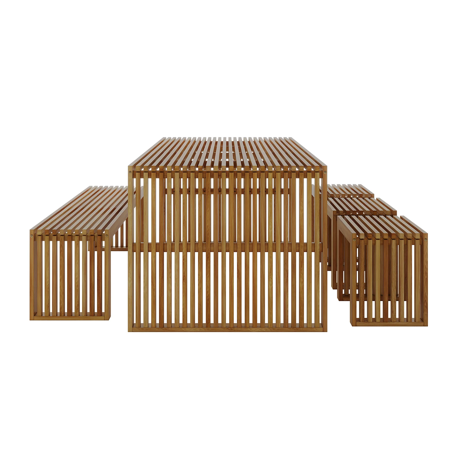 Grenfela 6 Seater Acacia Outdoor Dining Bench Set in Natural - Image 7