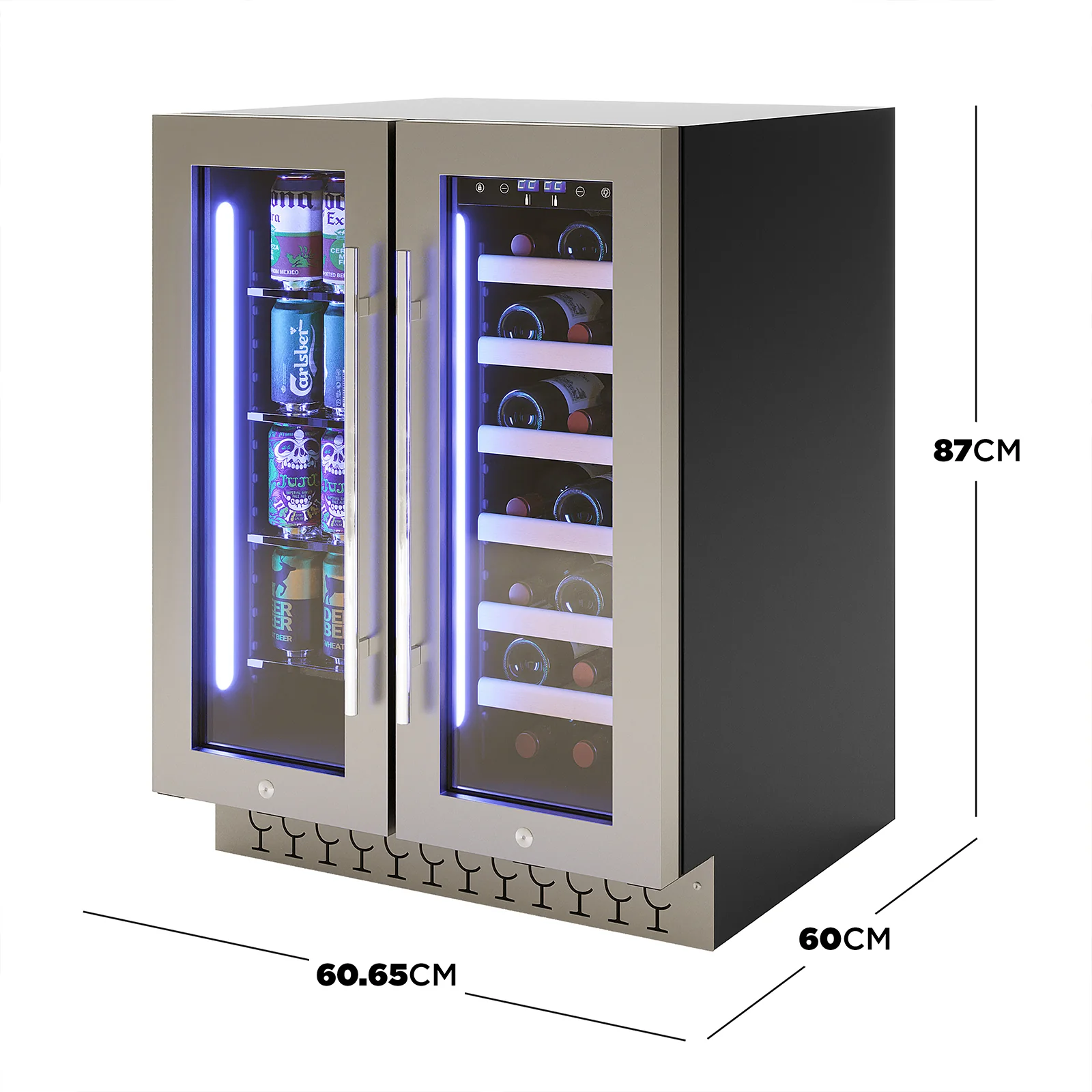 VinoVault H140D 140L Dual Zone Wine Fridge with Chiller in Black - Image 3