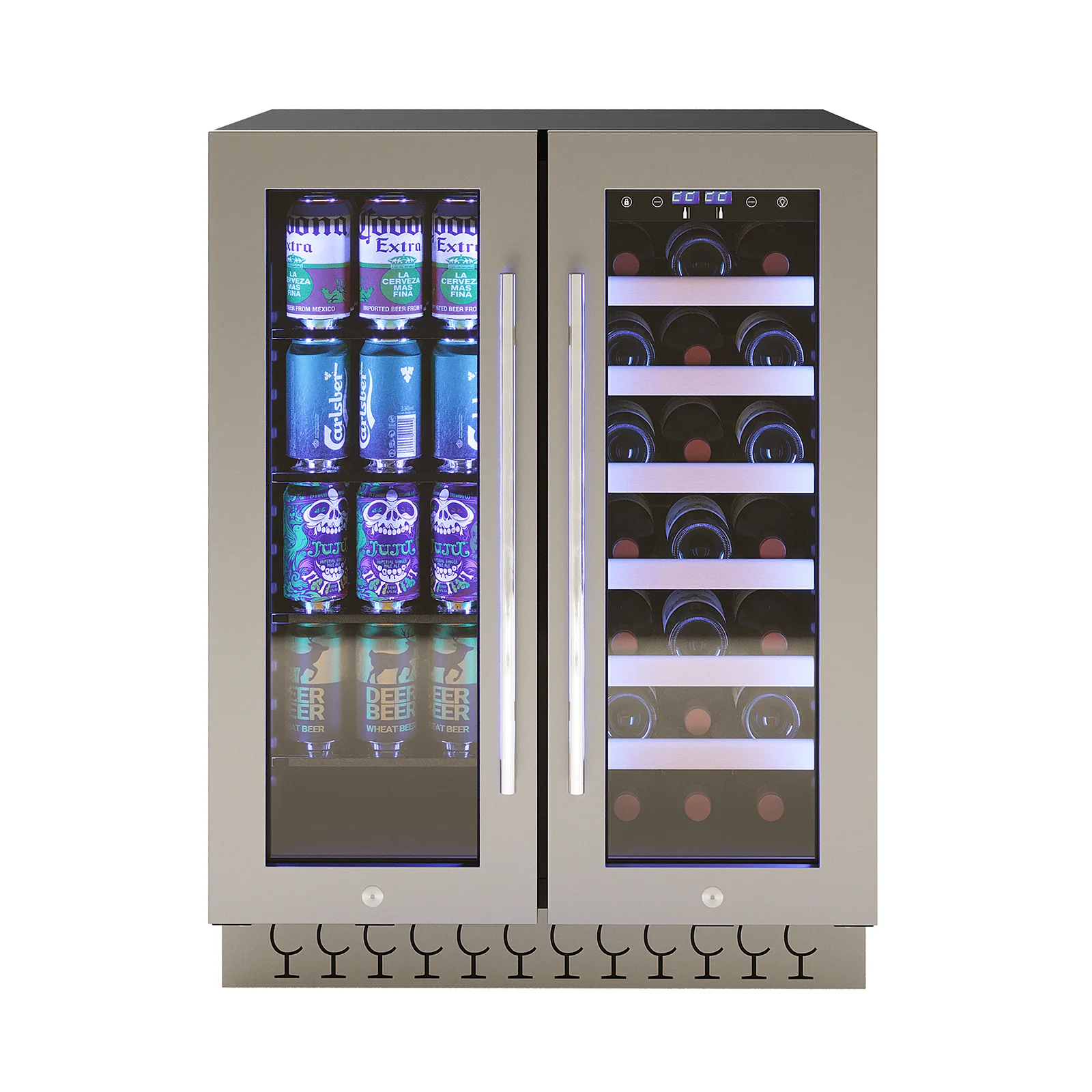 VinoVault H140D 140L Dual Zone Wine Fridge with Chiller in Black - Image 4