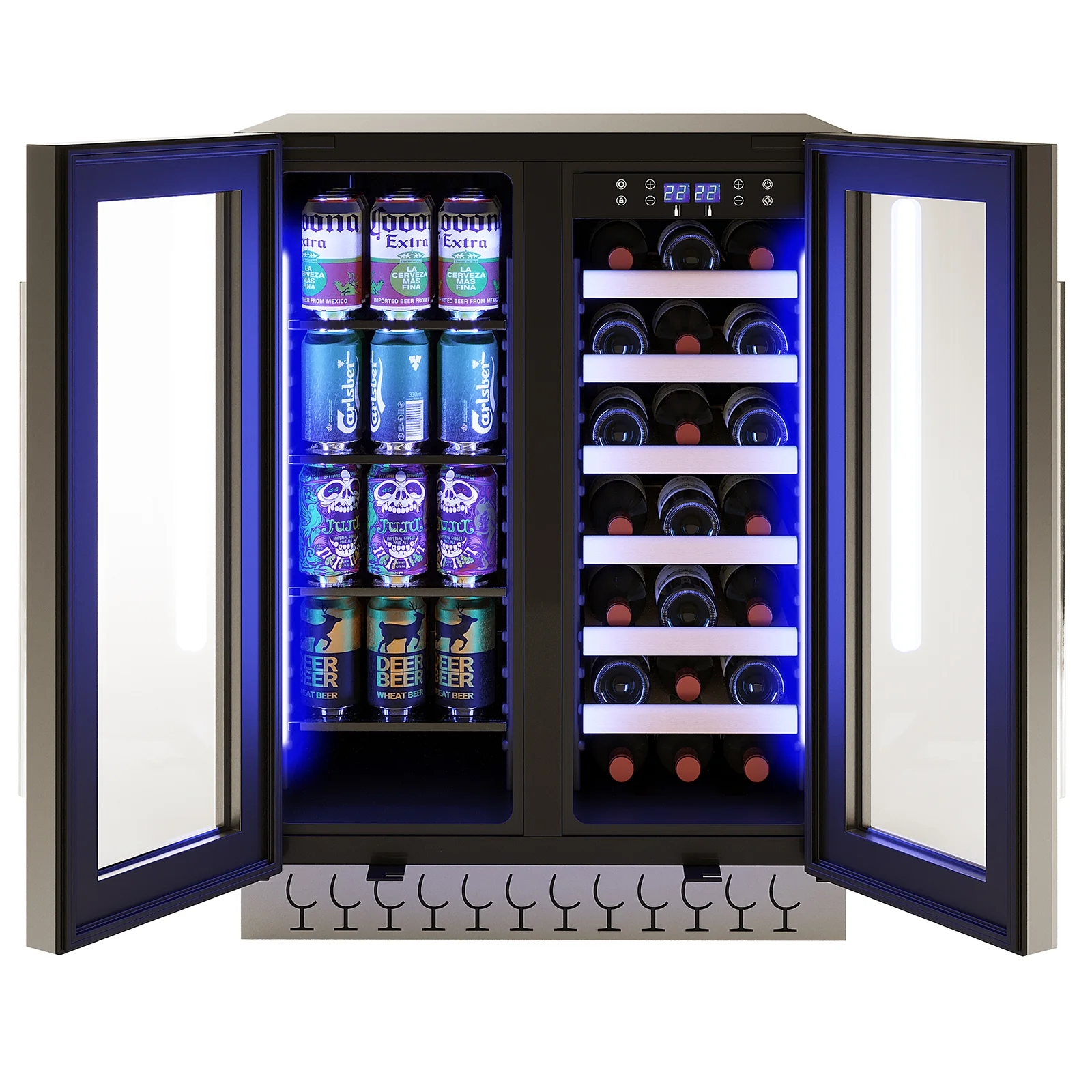 VinoVault H140D 140L Dual Zone Wine Fridge with Chiller in Black - Image 7