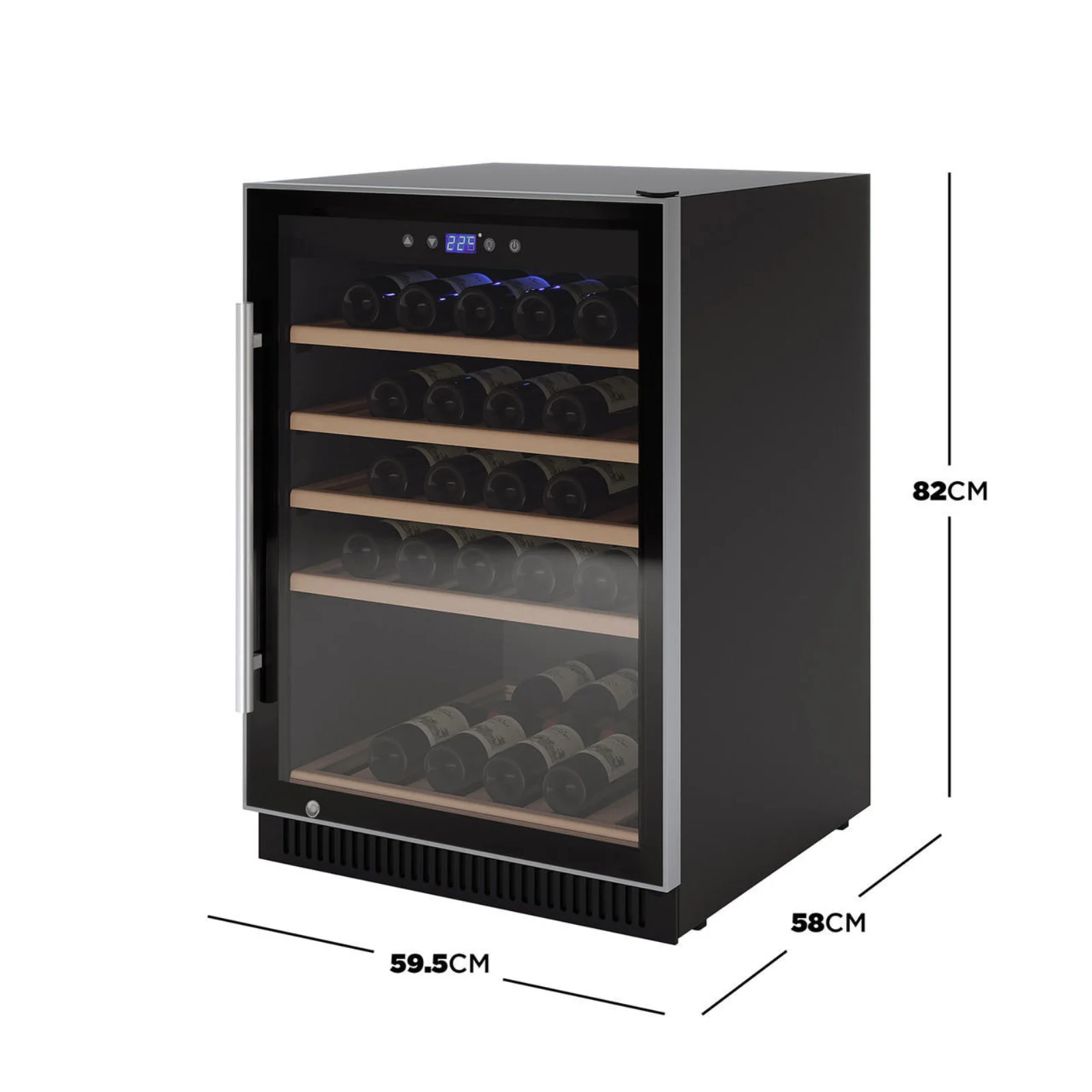 H51D 51 Bottle Slim Built in Wine Fridge with UV Glass in Black - Image 3