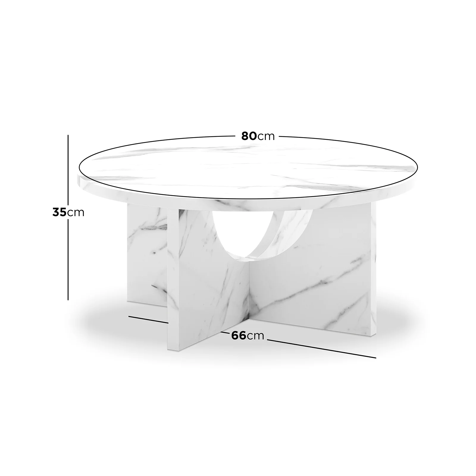 Hadriana 80cm Round Coffee Table in Marble - Image 3