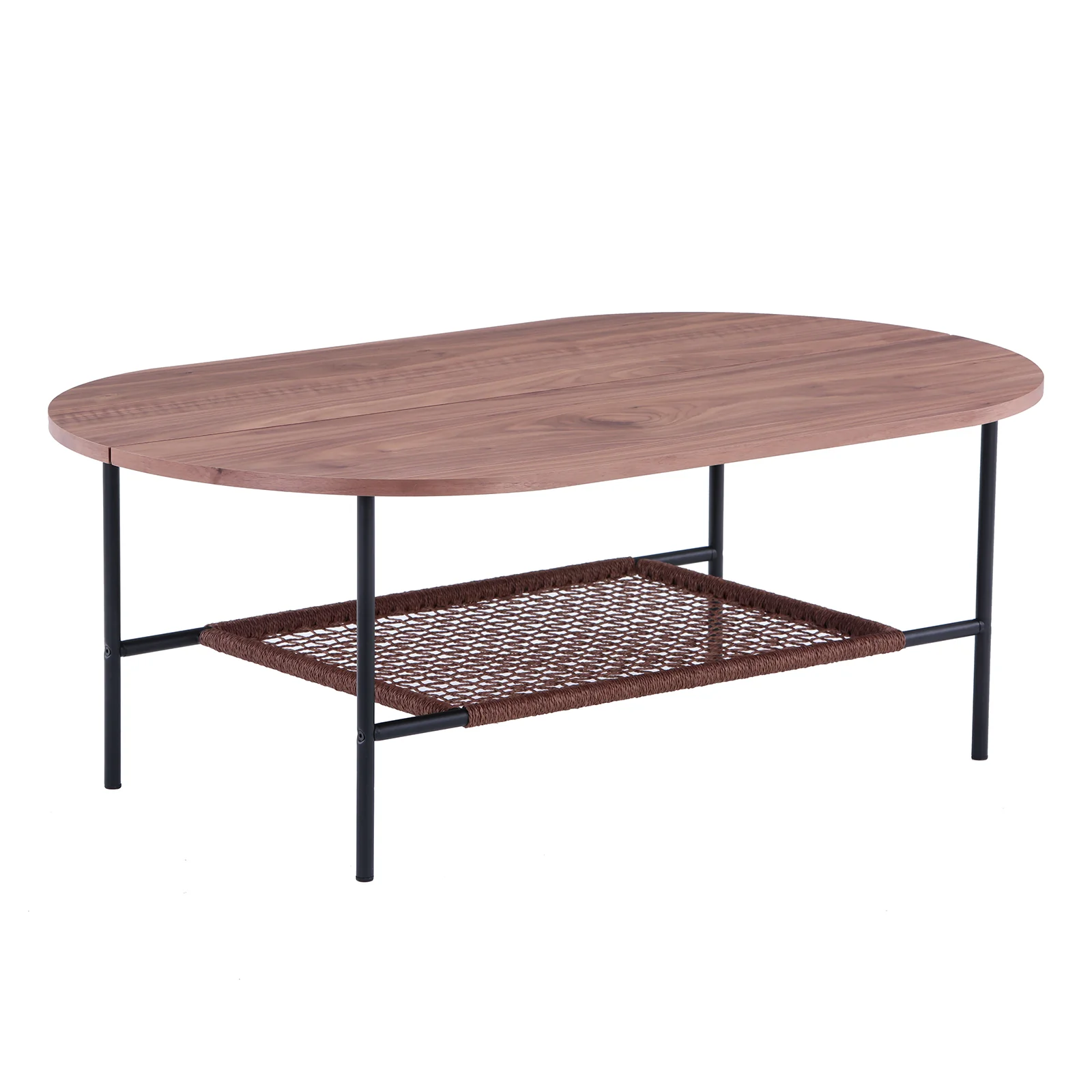 Hakkas Oval Coffee Table with Shelf in Walnut - Image 4