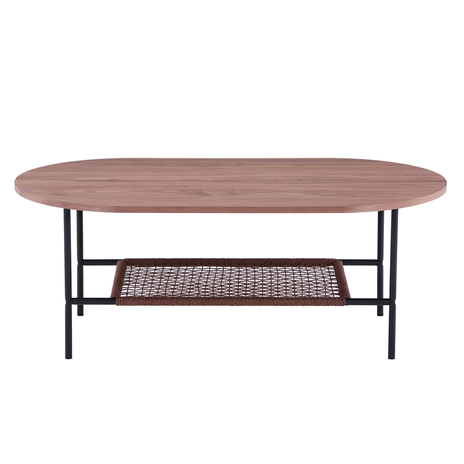 Hakkas Oval Coffee Table with Shelf in Walnut - Image 5