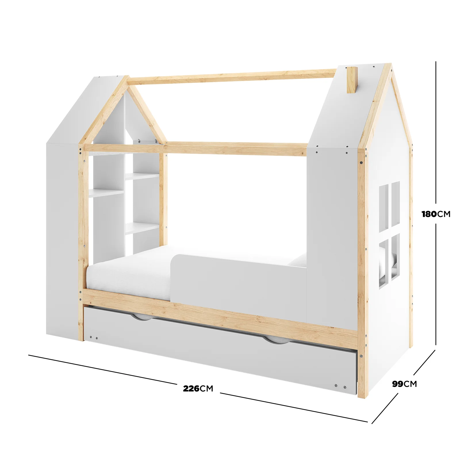 Halden Kids Cubby Bed Storage & Trundle in White & Natural - Image 3