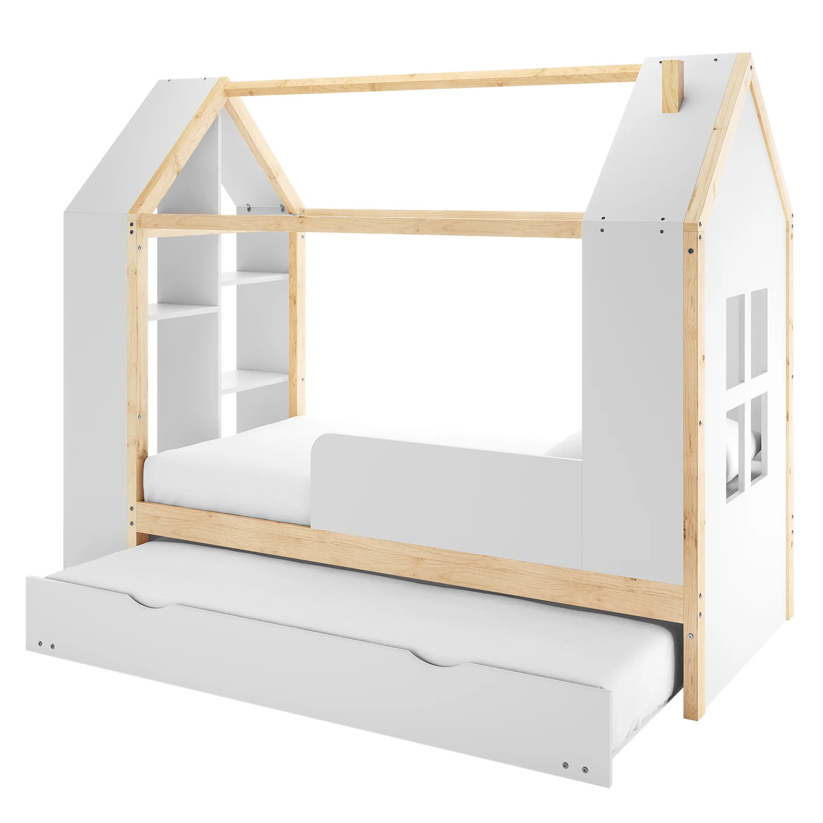 Halden Kids Cubby Bed Storage & Trundle in White & Natural - Image 4
