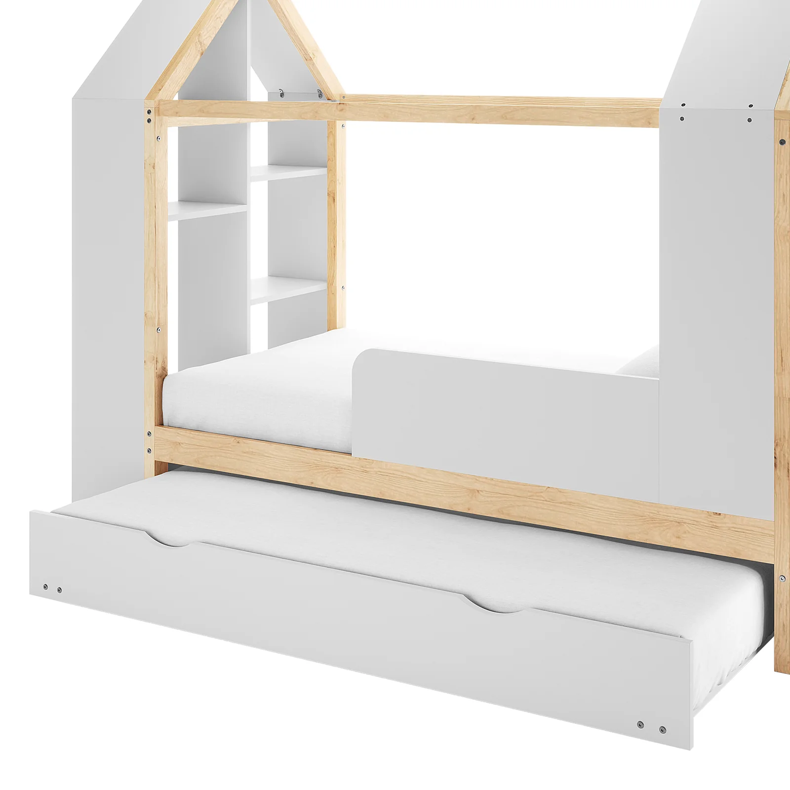 Halden Kids Cubby Bed Storage & Trundle in White & Natural - Image 5