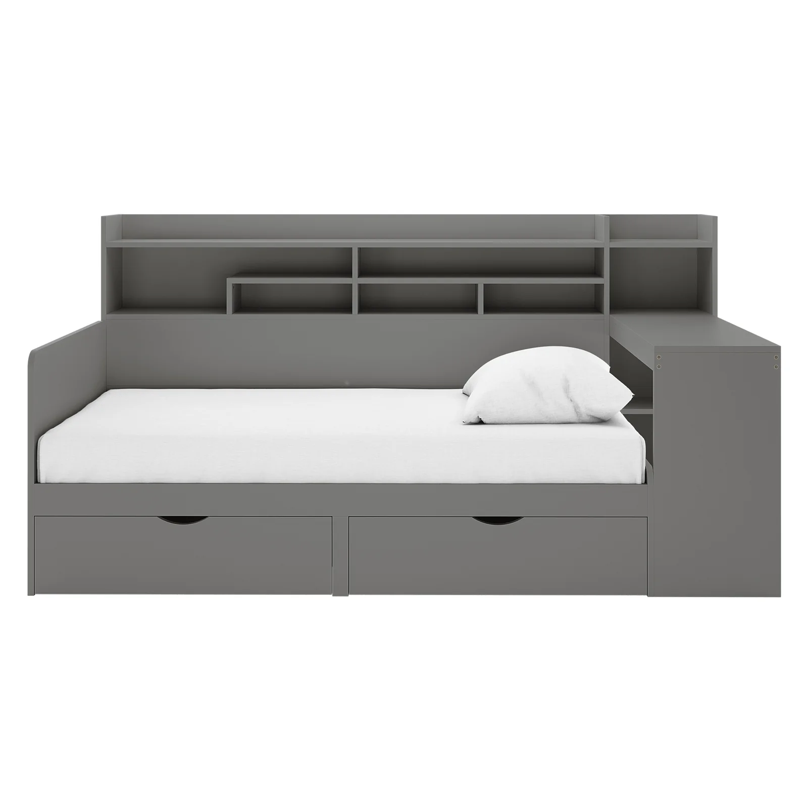Hally Storage Single Bed with Desk and Drawers in Grey - Image 4