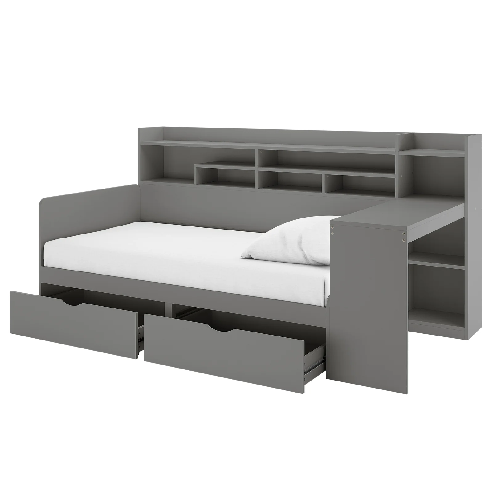 Hally Storage Single Bed with Desk and Drawers in Grey - Image 6