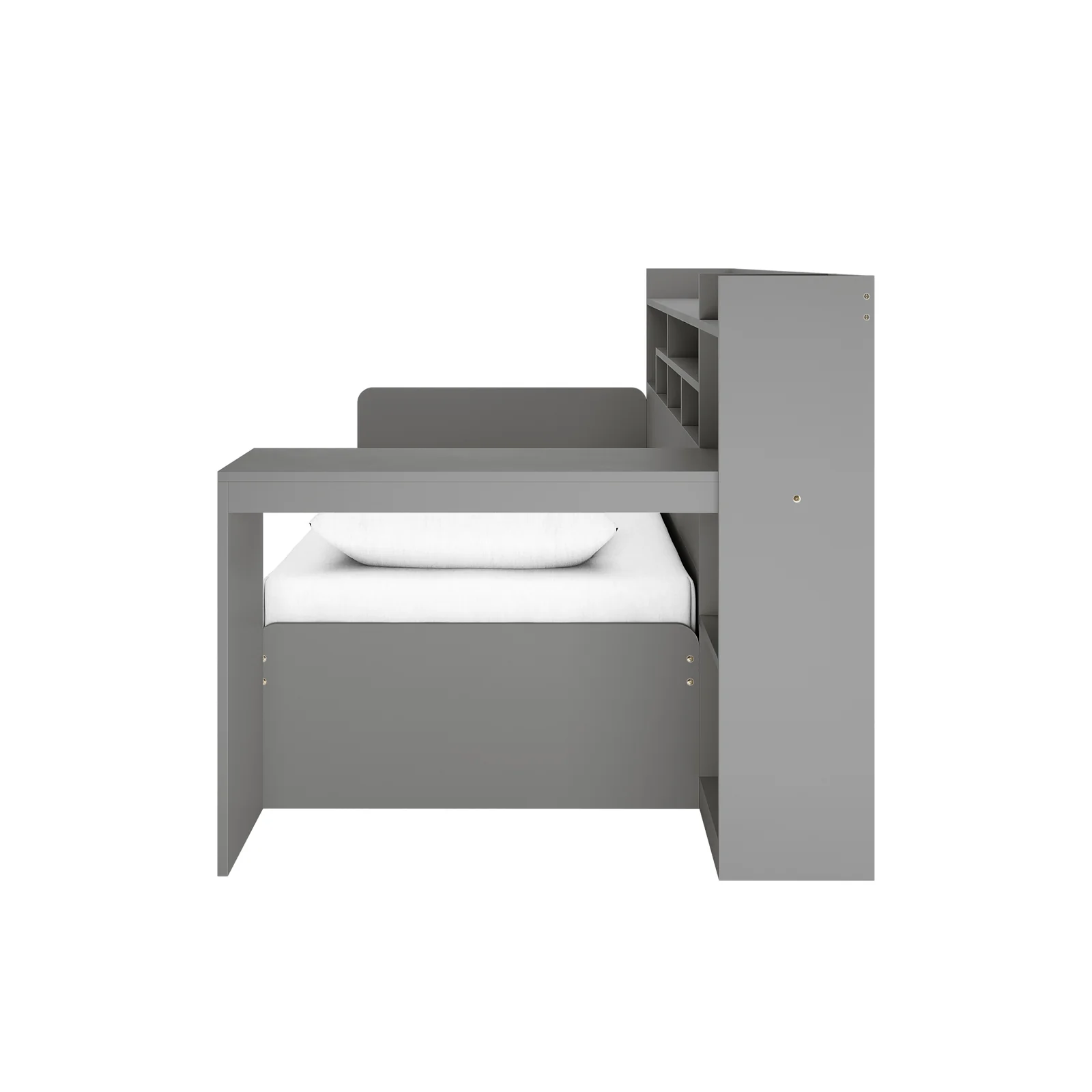 Hally Storage Single Bed with Desk and Drawers in Grey - Image 8