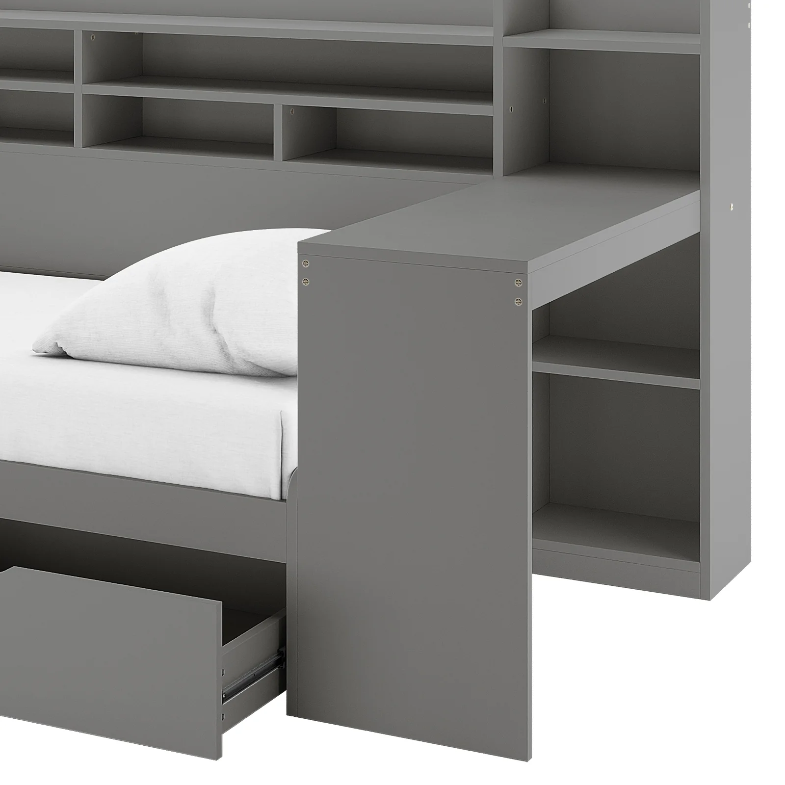 Hally Storage Single Bed with Desk and Drawers in Grey - Image 9