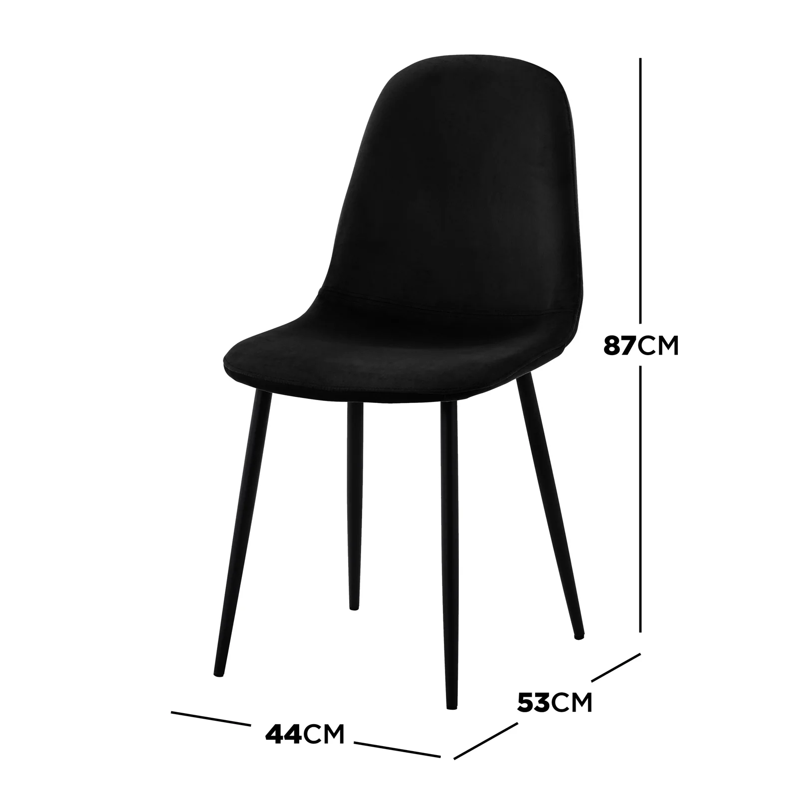 Halsa Classic Velvet Dining Chairs Set of 4 in Black - Image 3