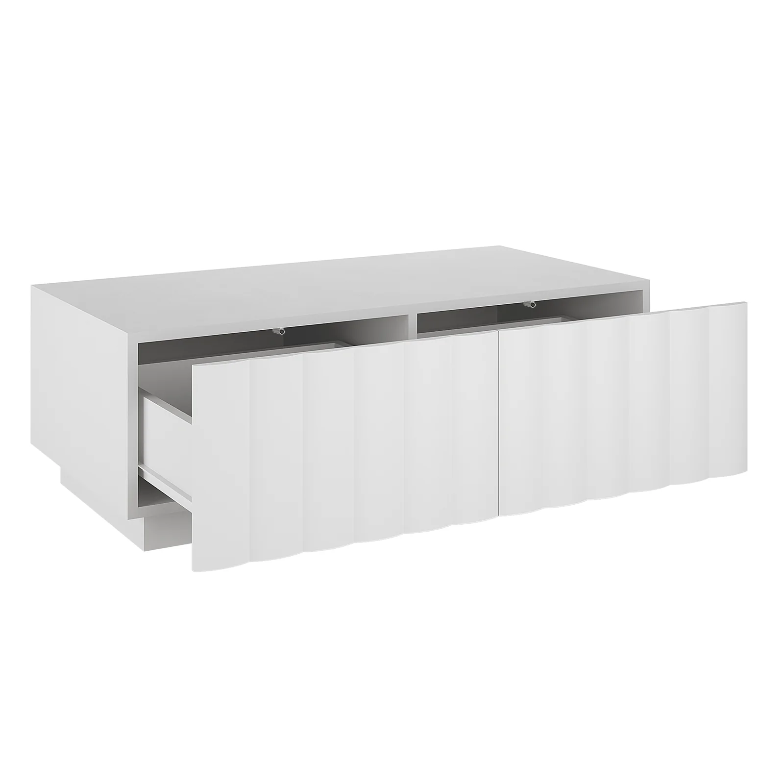 Hamish 120cm Fluted Coffee Table with Storage in White - Image 10